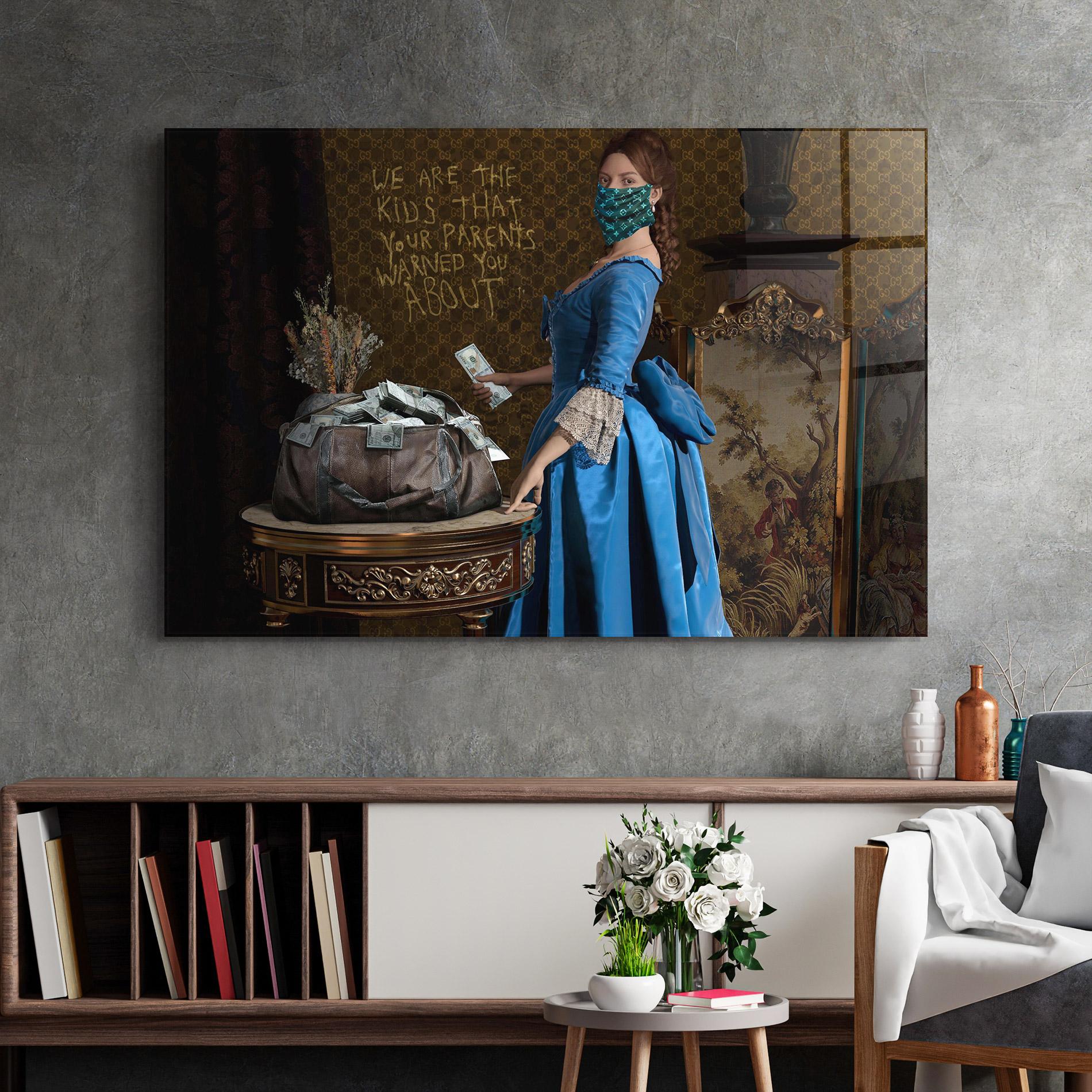 Tablou Sticla Vintage Money Heist mockup 2