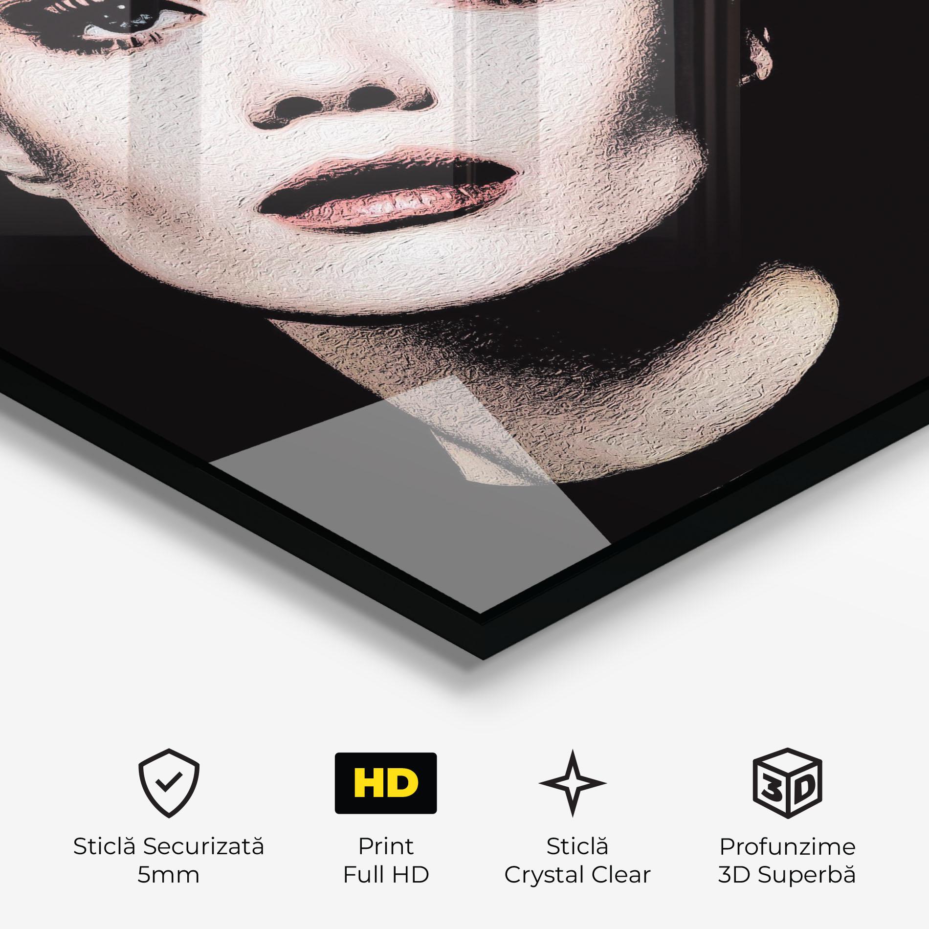 Tablou Sticla Blue Eyes Lady mockup 3