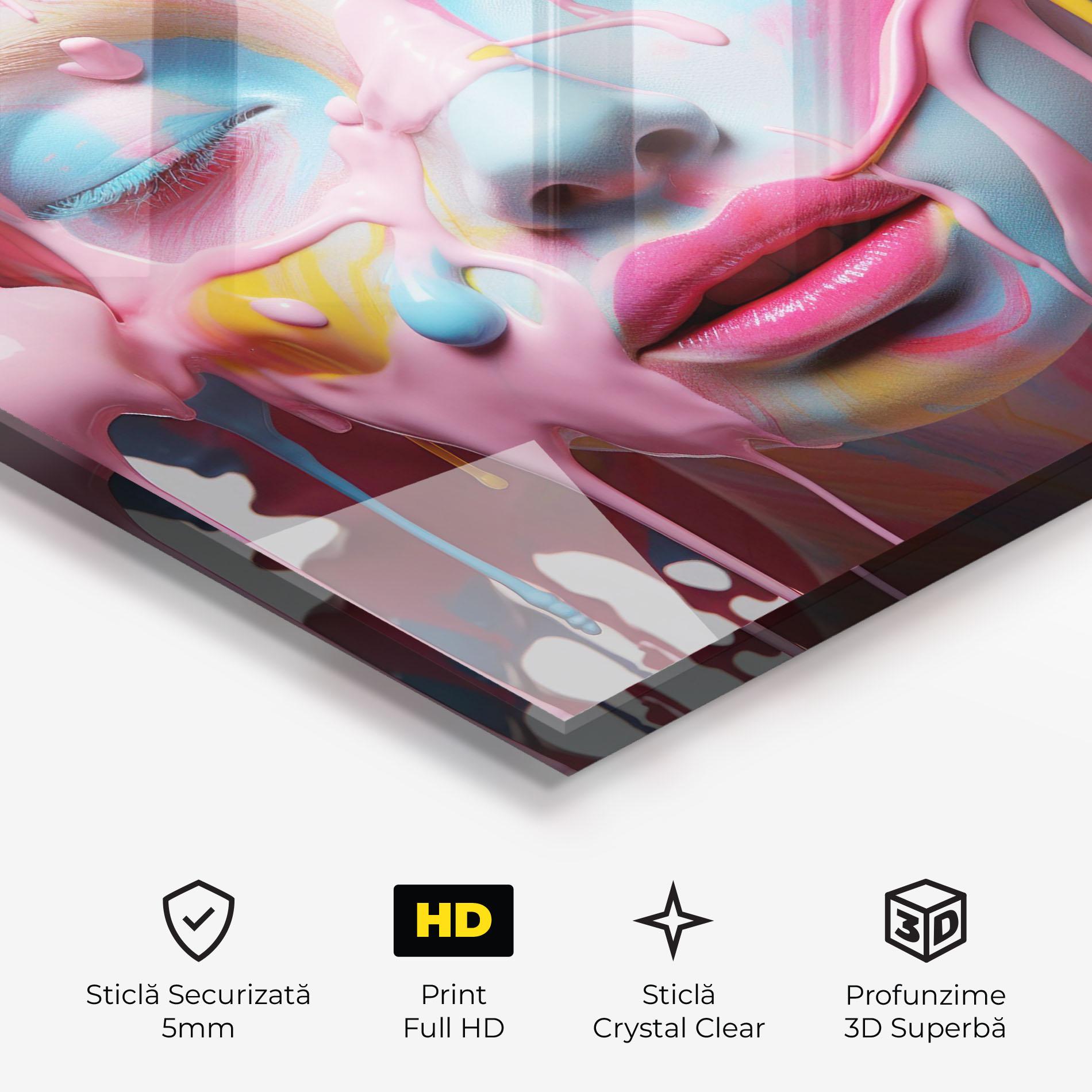 Tablou Sticla Colorful Face Paint mockup 3
