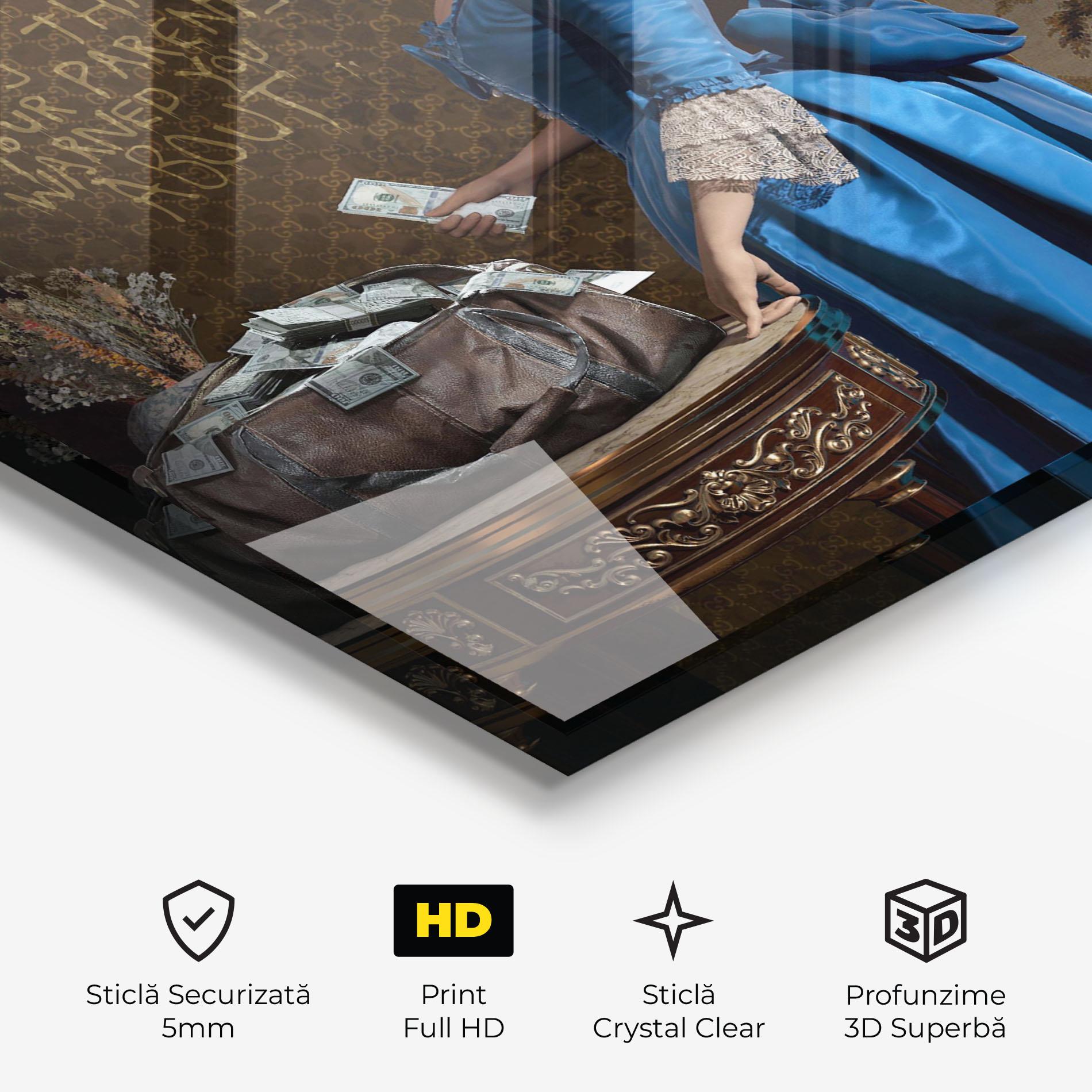 Tablou Sticla Vintage Money Heist mockup 3