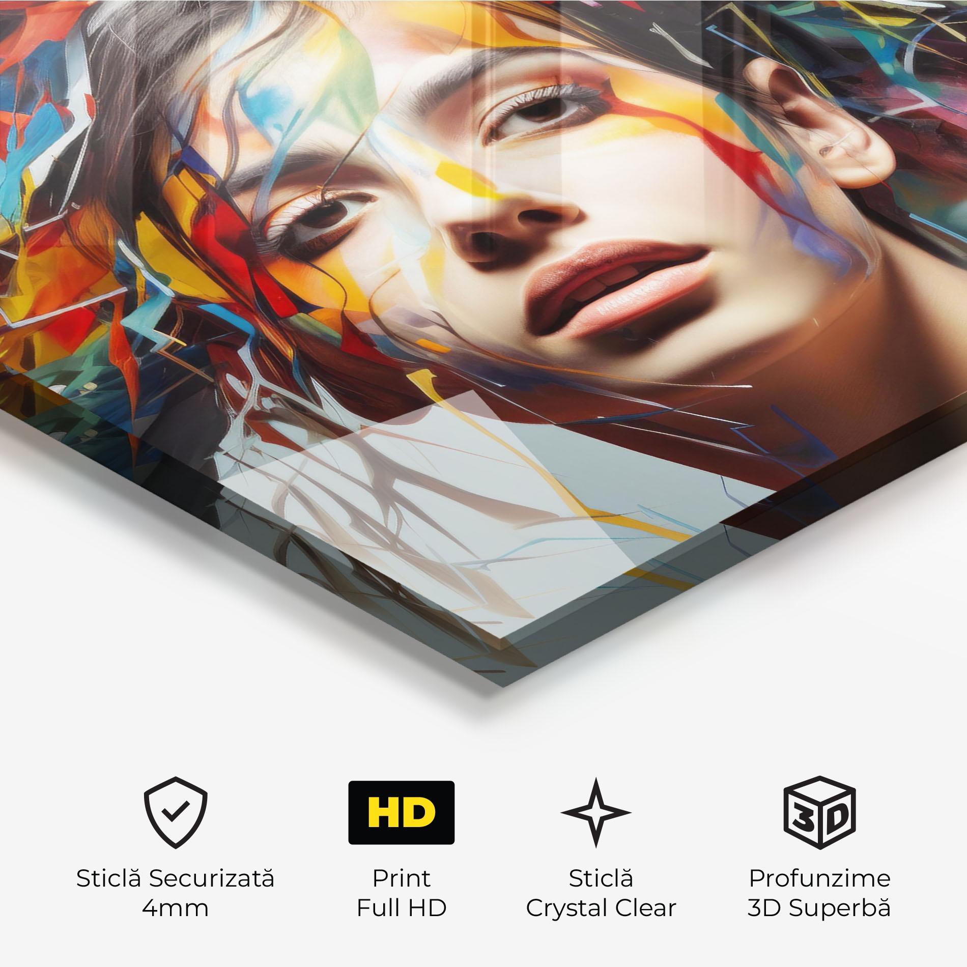 Tablou Sticla Colorful Paint Hair mockup 3