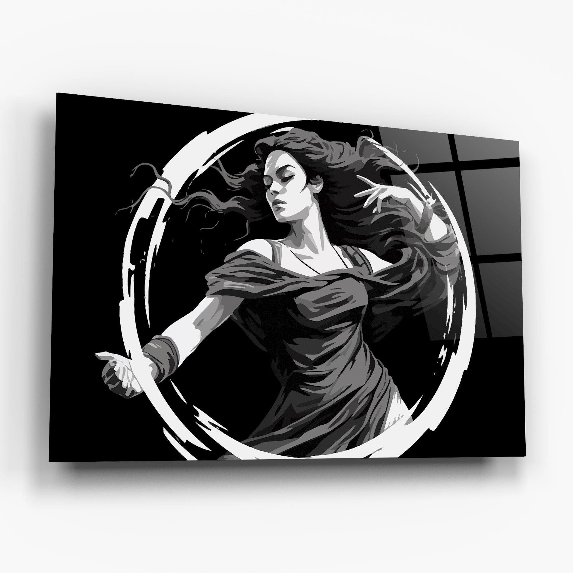 Tablou Sticla Circle Grey Lady mockup 6