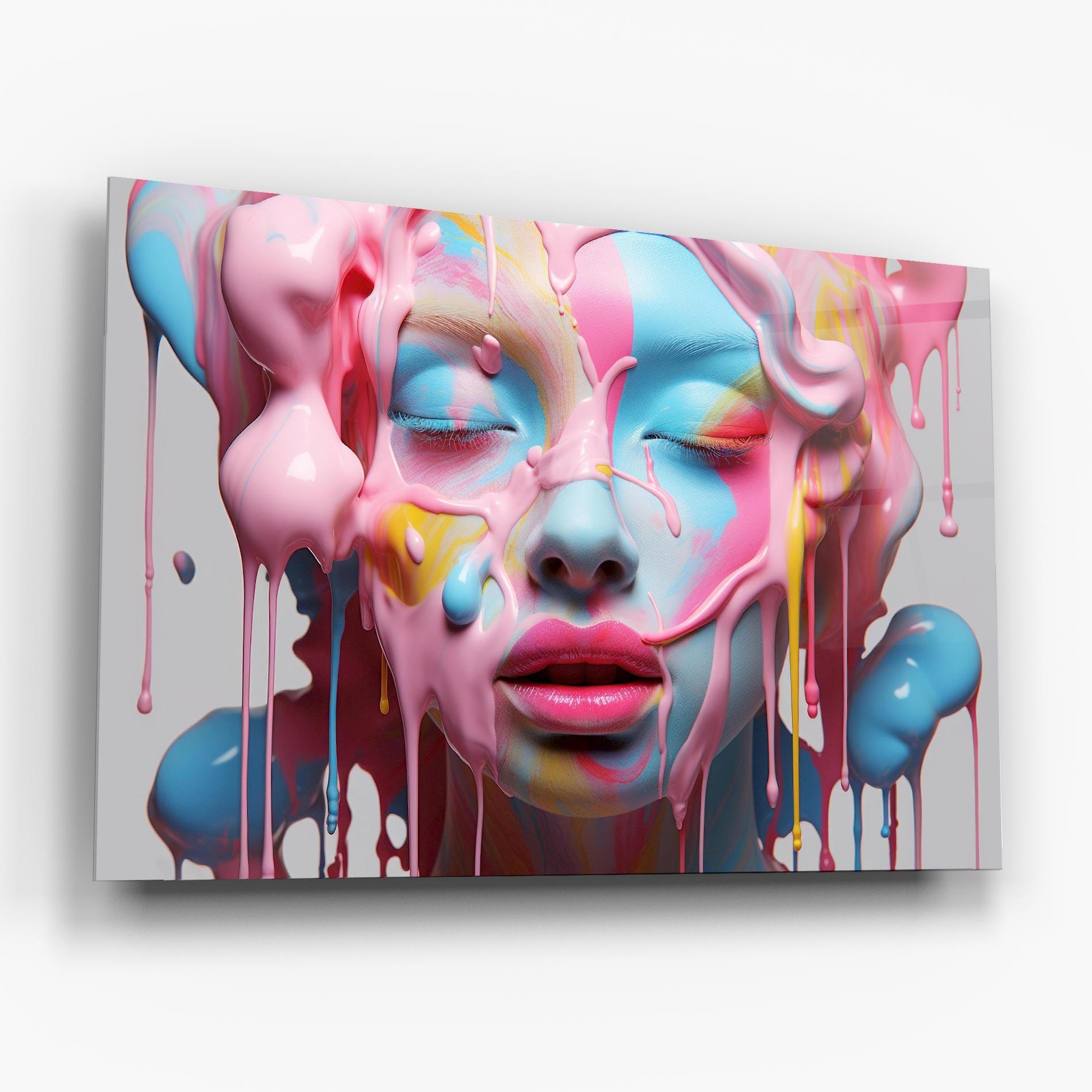 Tablou Sticla Colorful Face Paint mockup 6