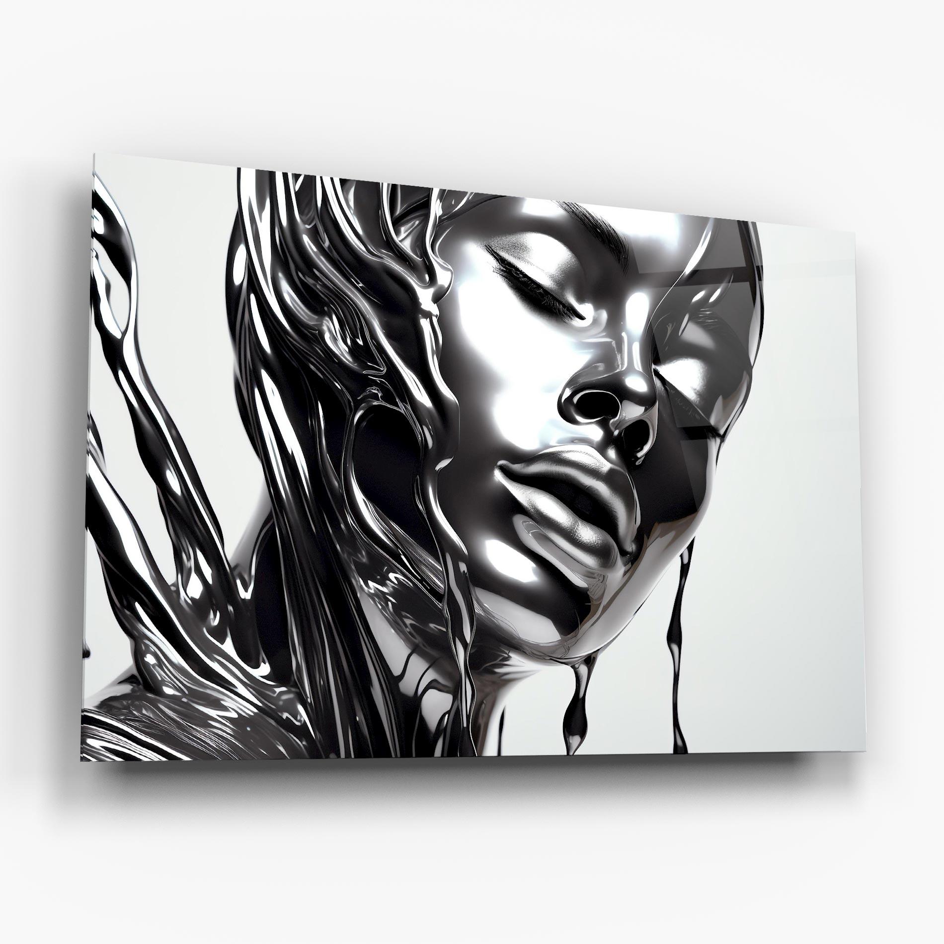 Tablou Sticla Silver Liquid Woman mockup 6