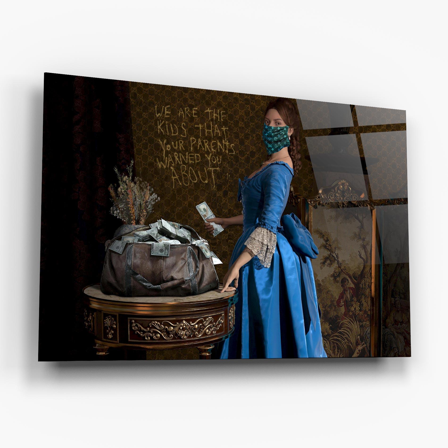 Tablou Sticla Vintage Money Heist mockup 6