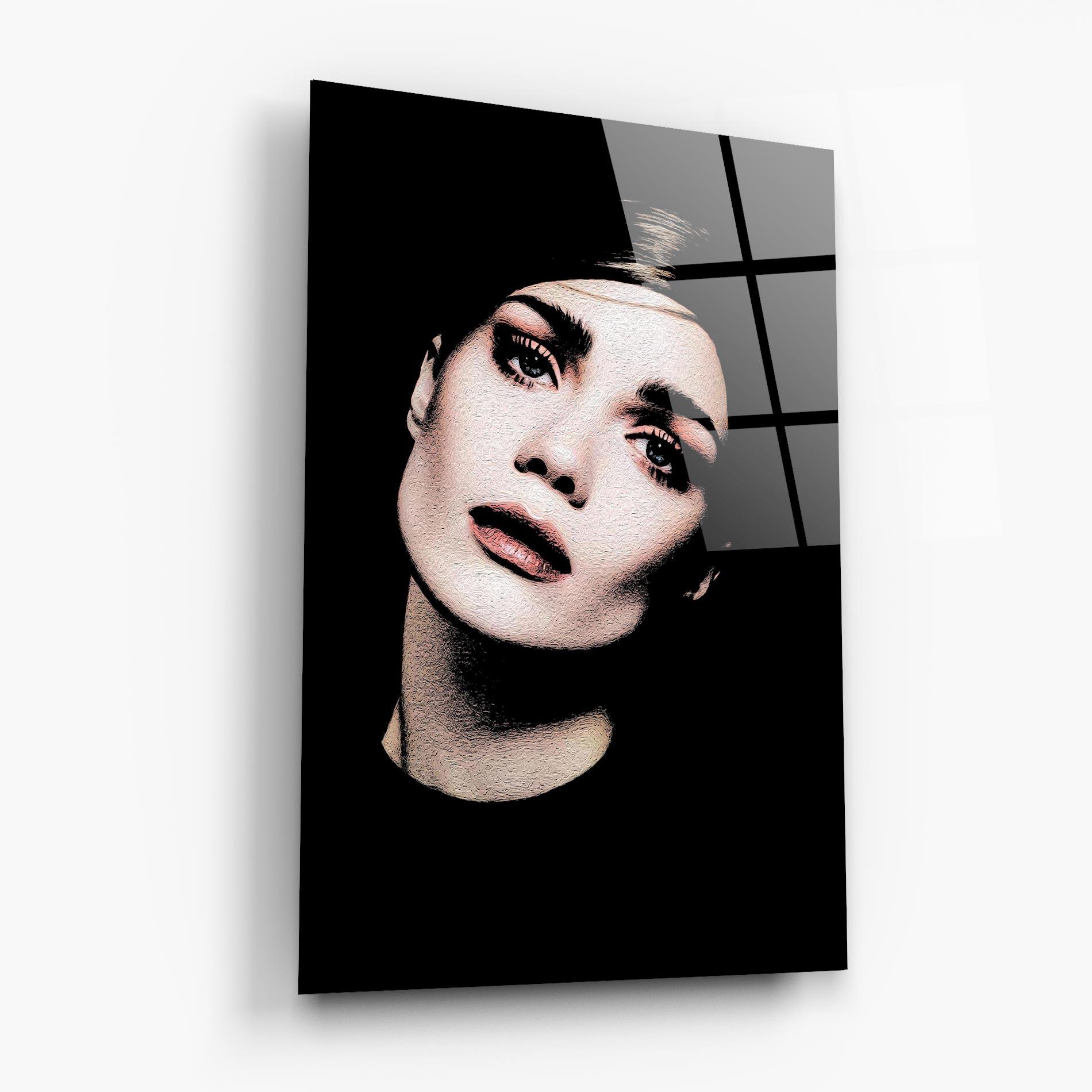 Tablou Sticla Blue Eyes Lady mockup 6