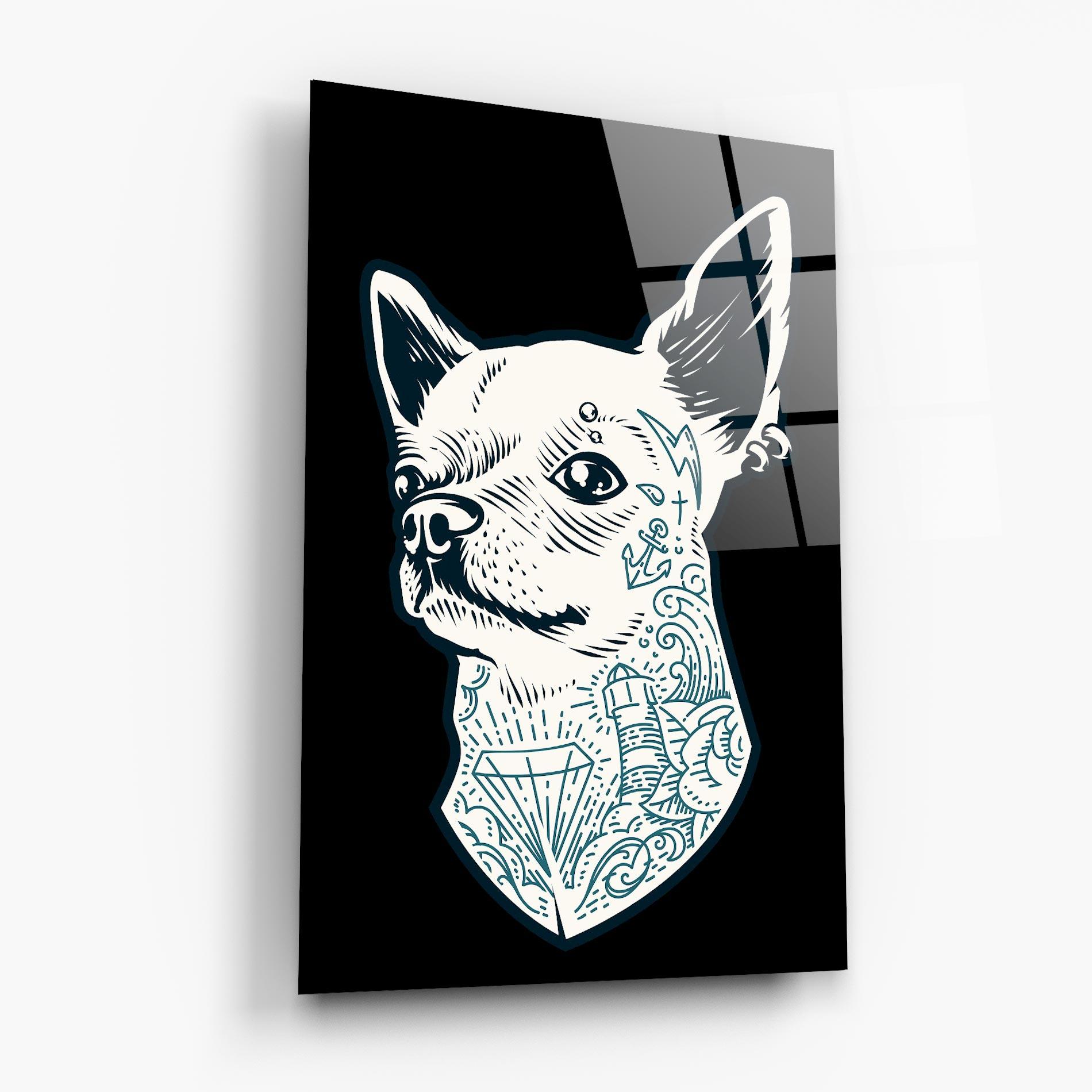 Tablou Sticla Chihuahua Tattoo mockup 6