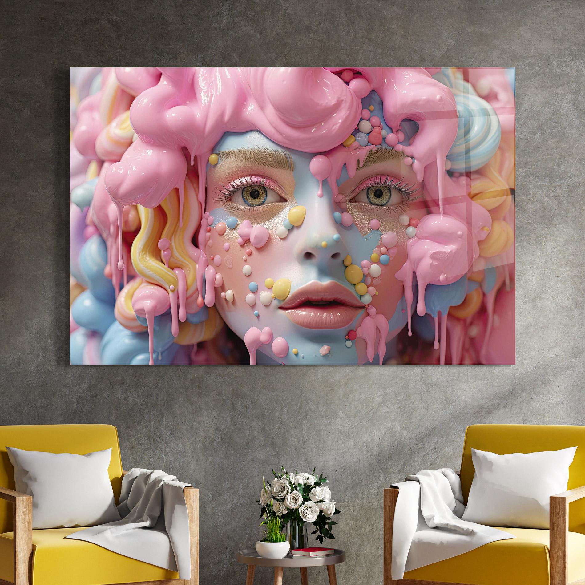 Tablou Sticla Candy Face Girl mockup 4