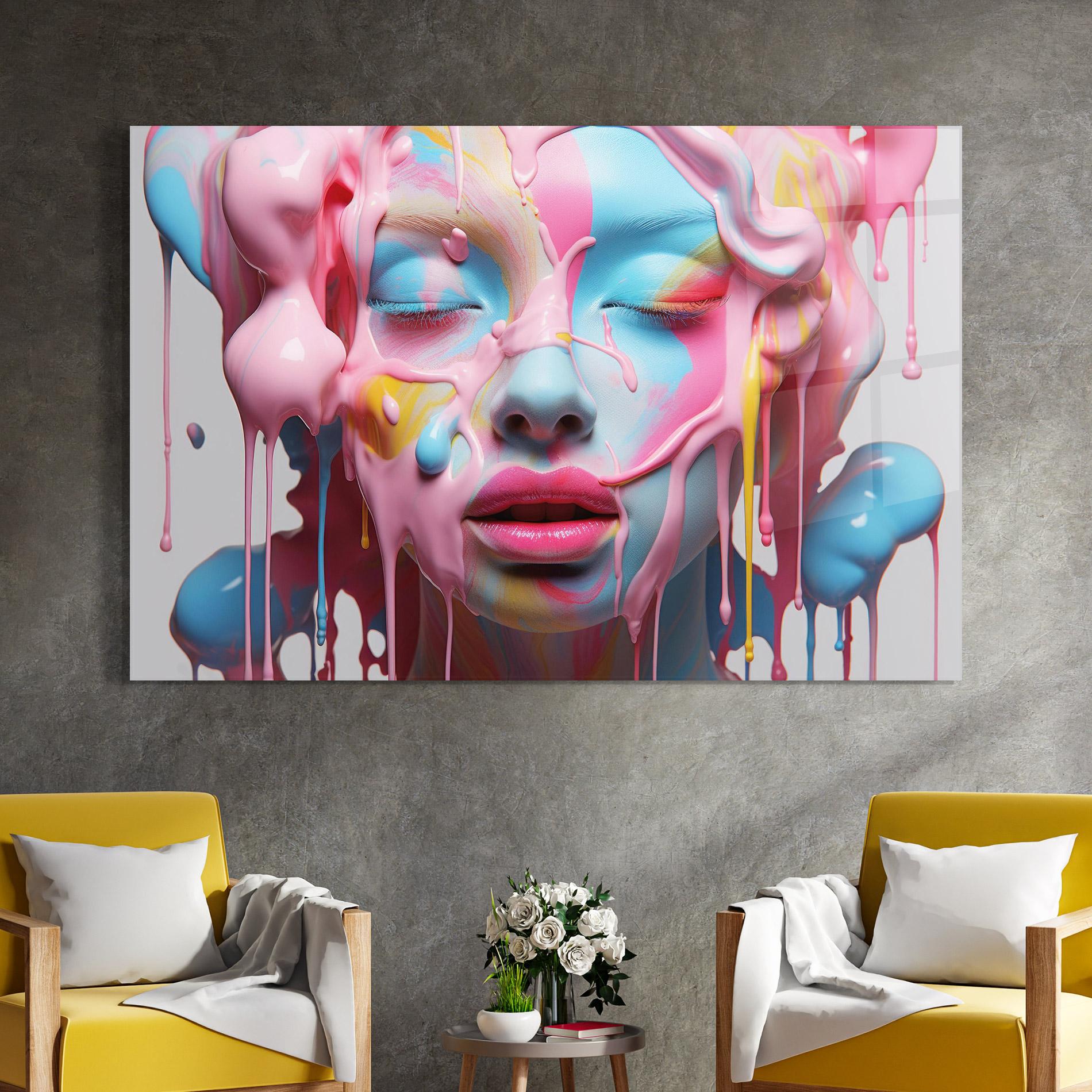 Tablou Sticla Colorful Face Paint mockup 4