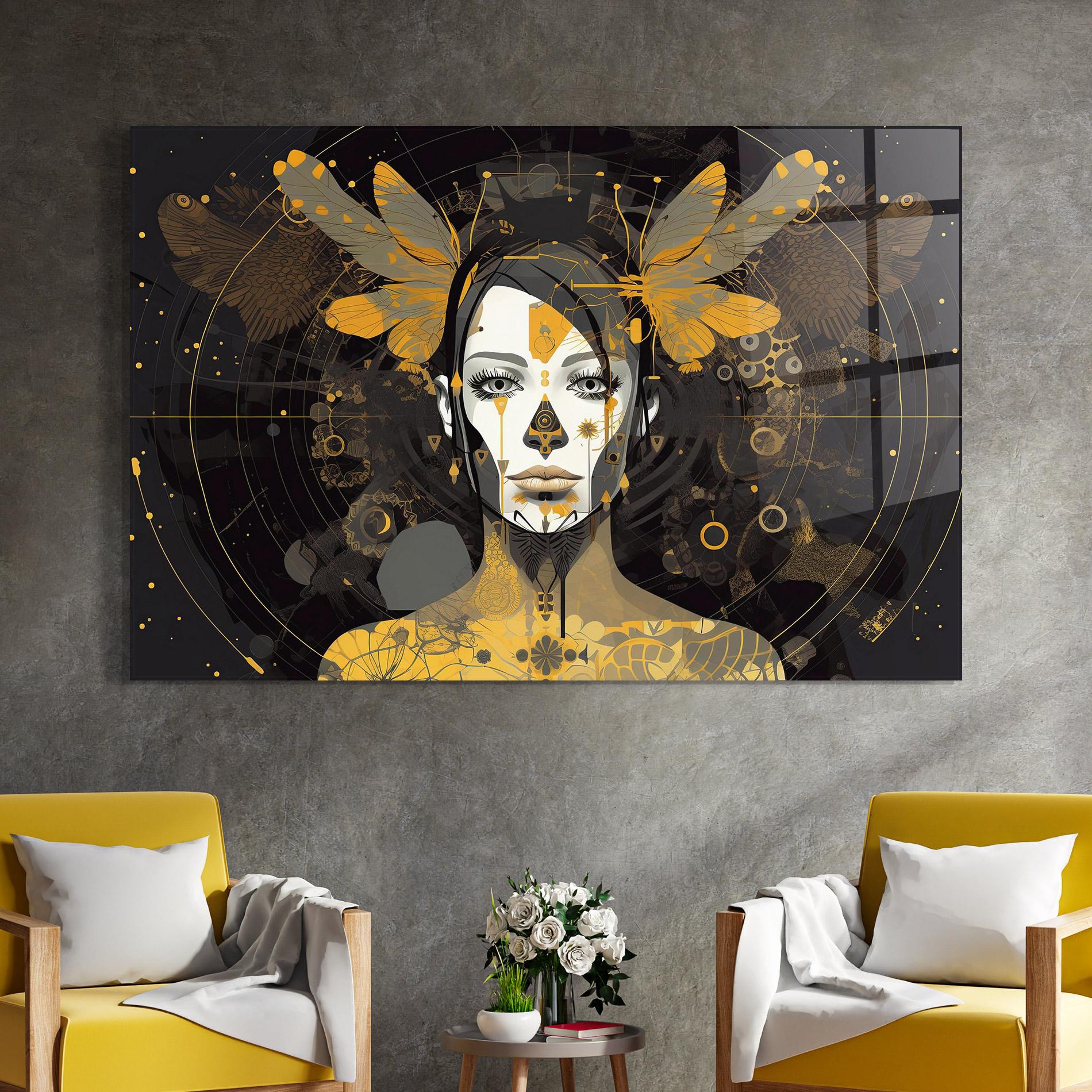 Tablou Sticla Colorful Graphical Artwork mockup 4