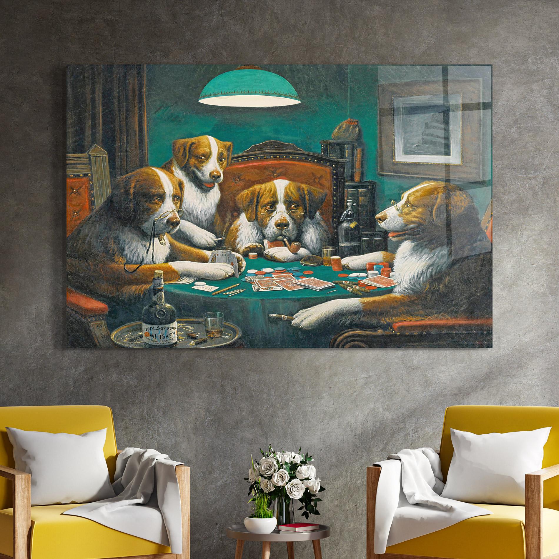 Tablou Sticla Poker Game mockup 4