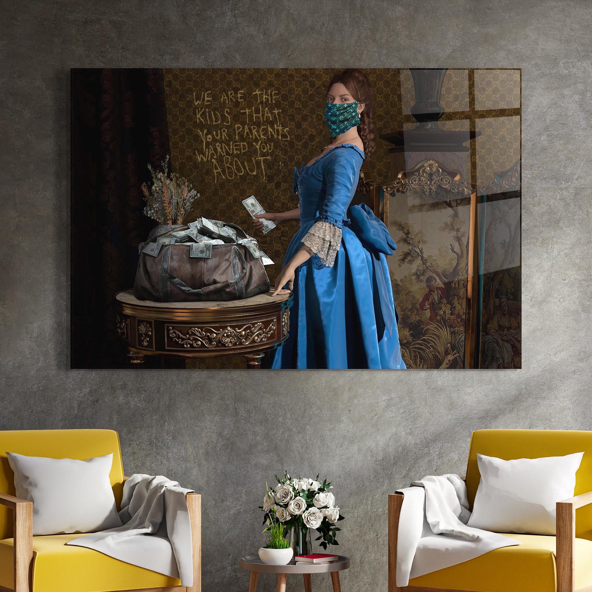 Tablou Sticla Vintage Money Heist mockup 4