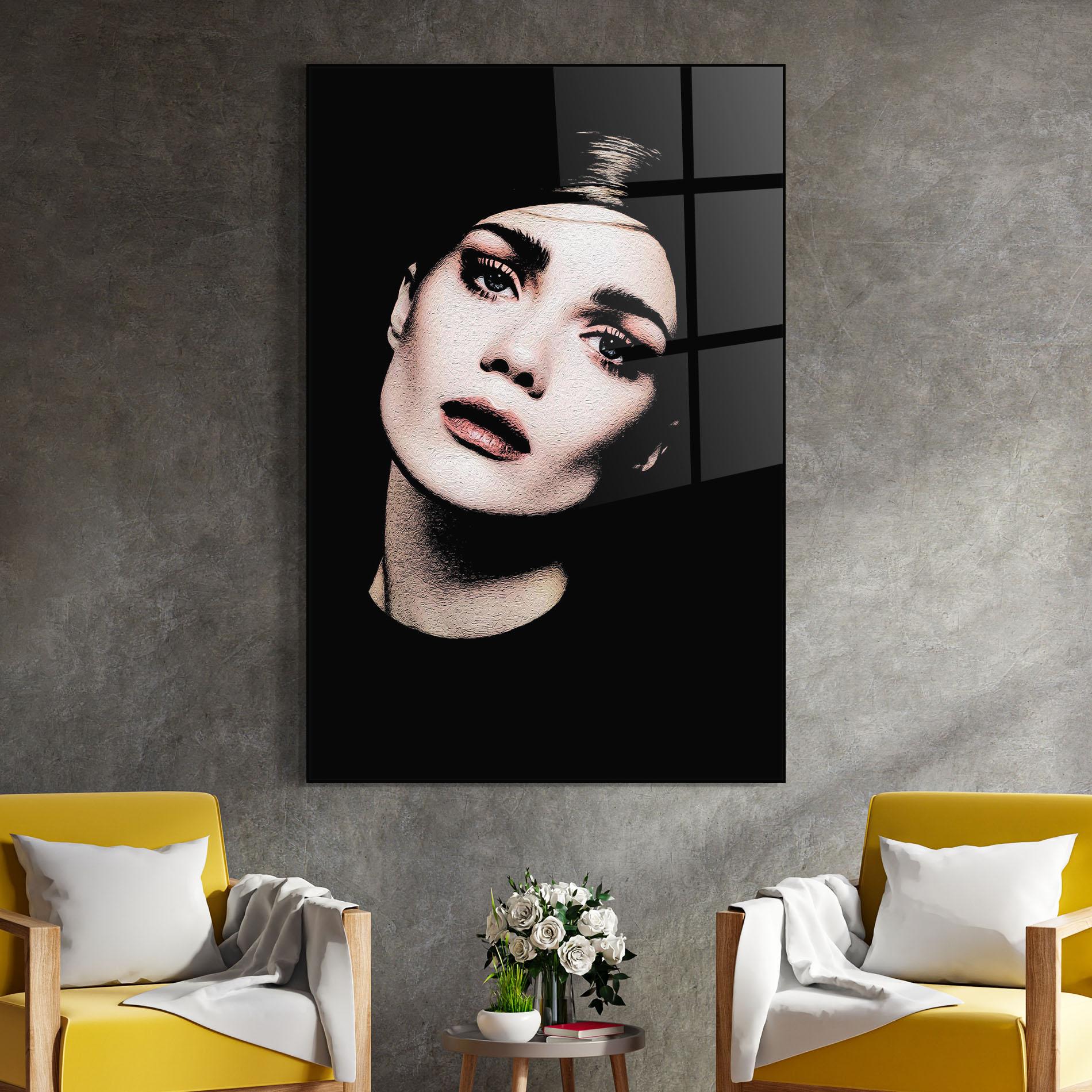 Tablou Sticla Blue Eyes Lady mockup 4