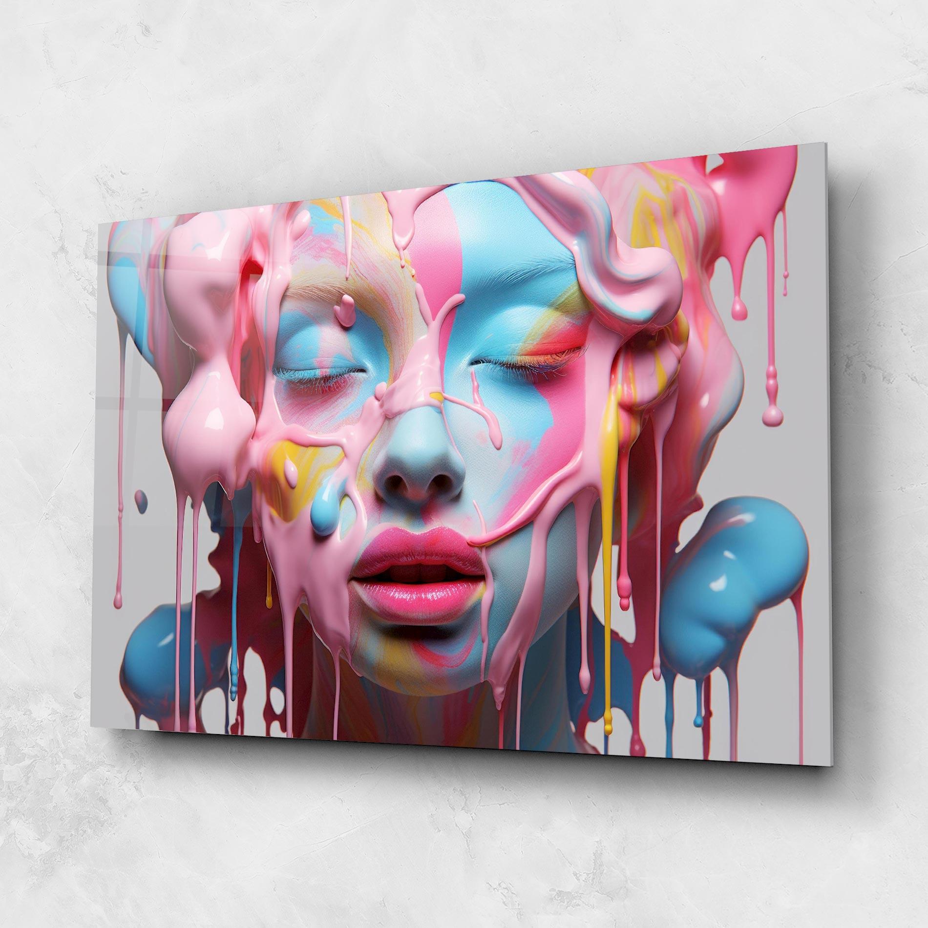 Tablou Sticla Colorful Face Paint mockup 1
