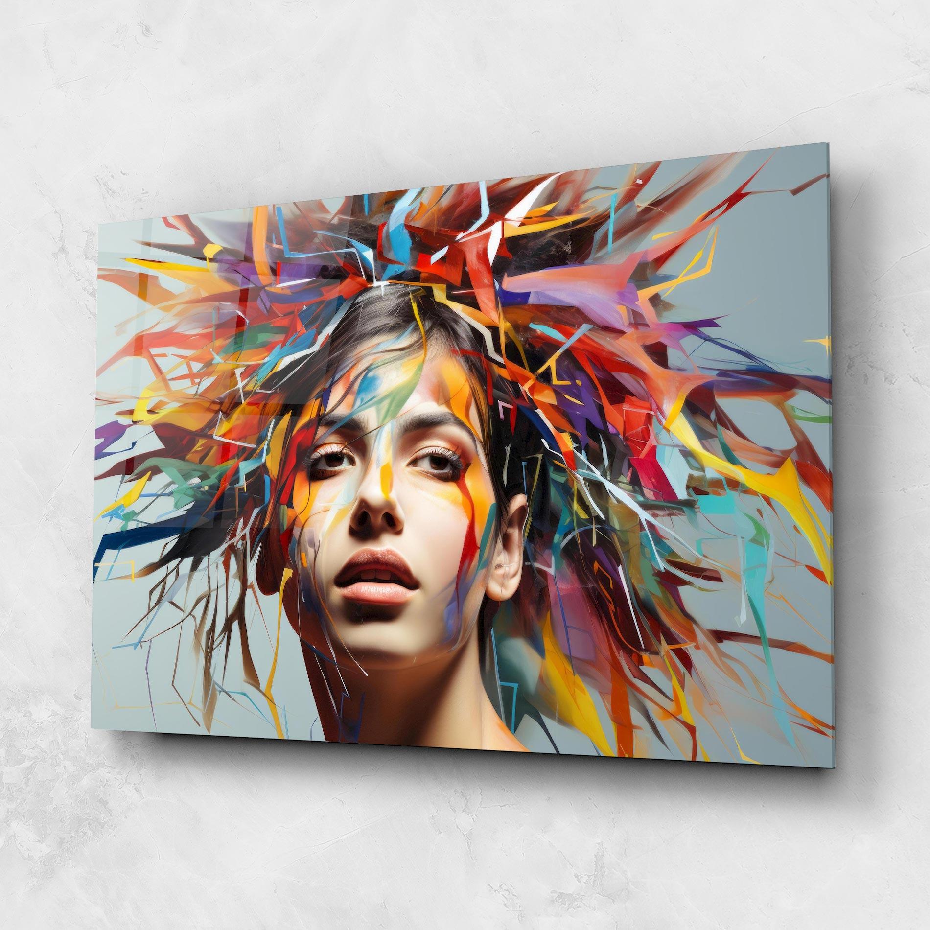 Tablou Sticla Colorful Paint Hair mockup 1