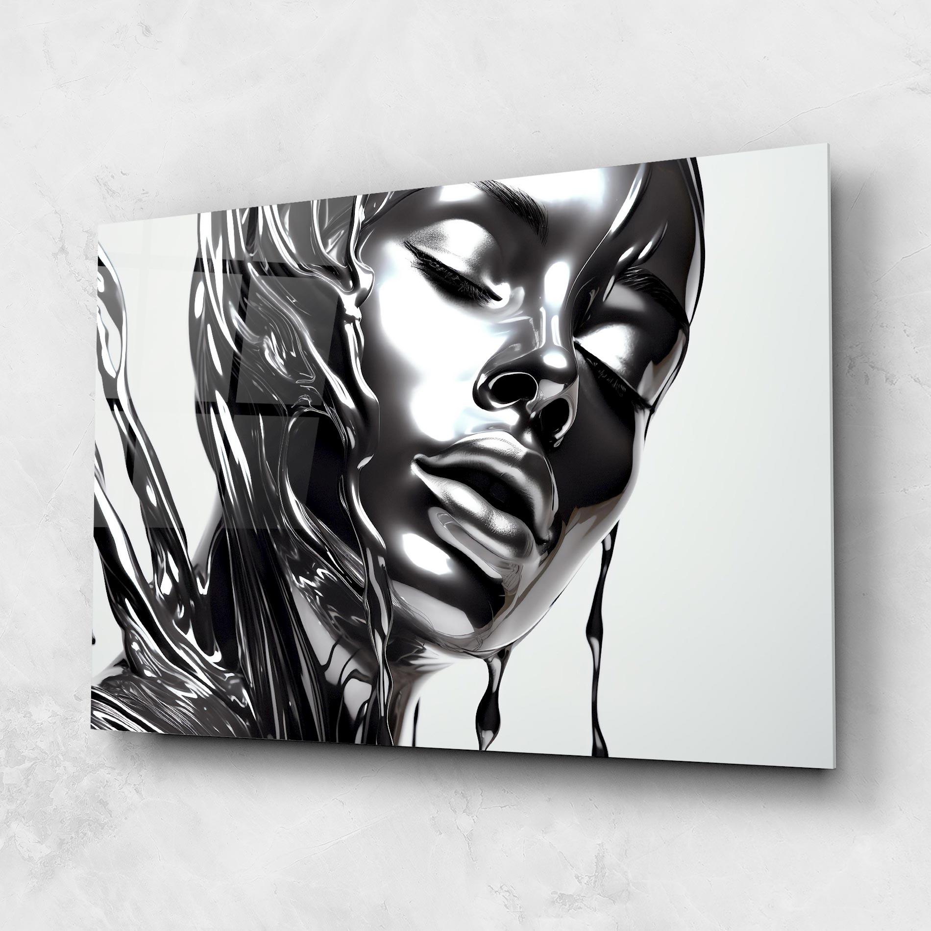 Tablou Sticla Silver Liquid Woman mockup 1