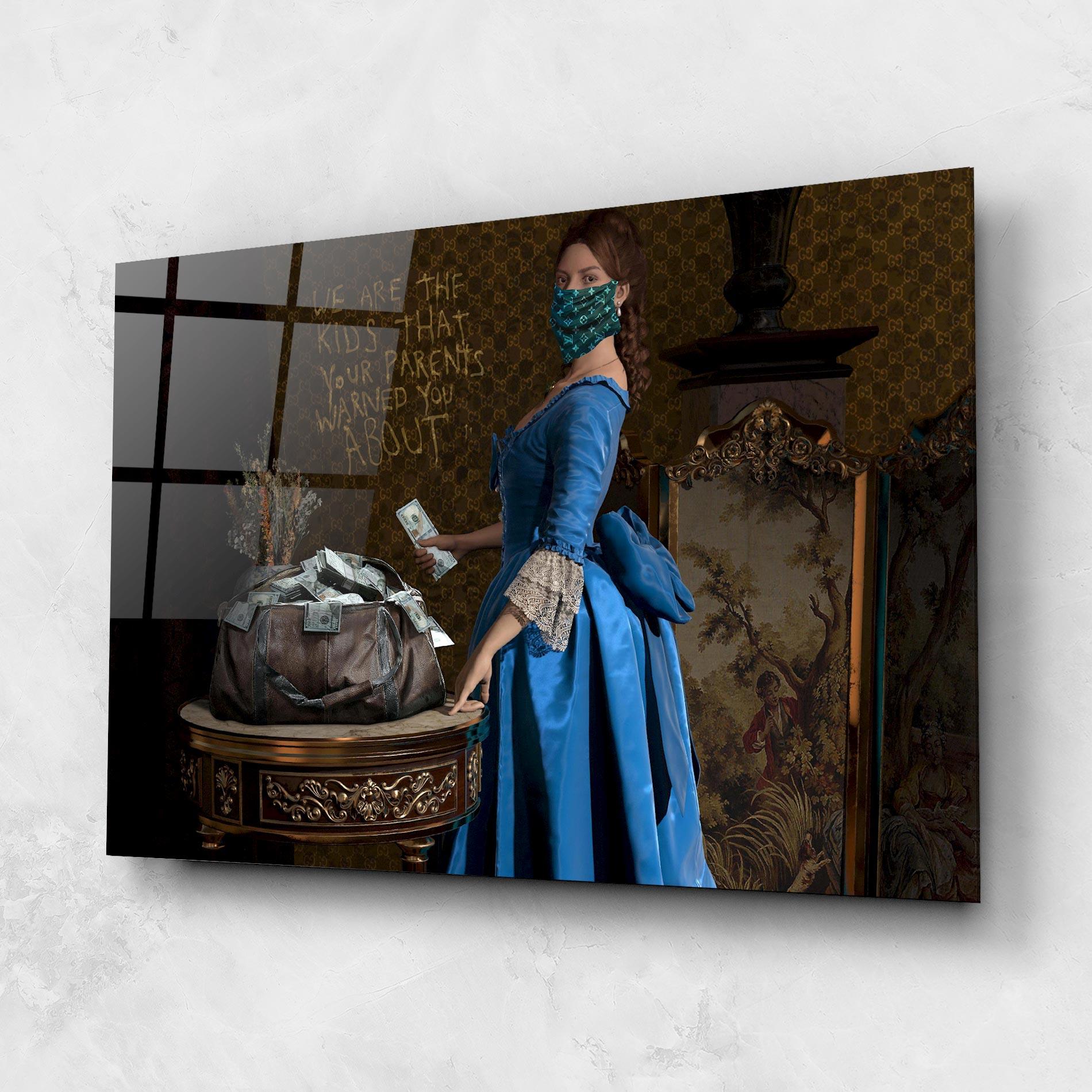 Tablou Sticla Vintage Money Heist mockup 1