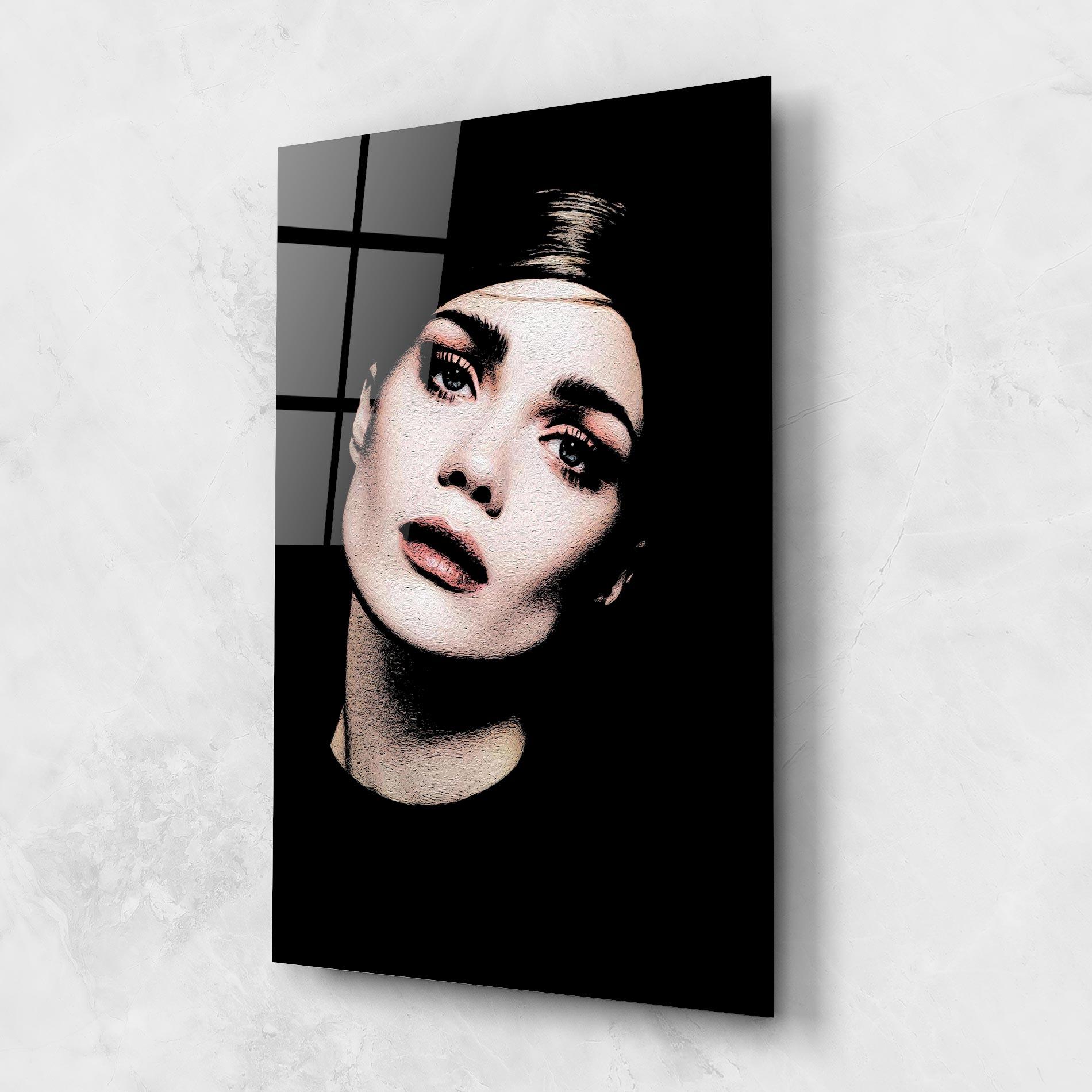 Tablou Sticla Blue Eyes Lady mockup 1