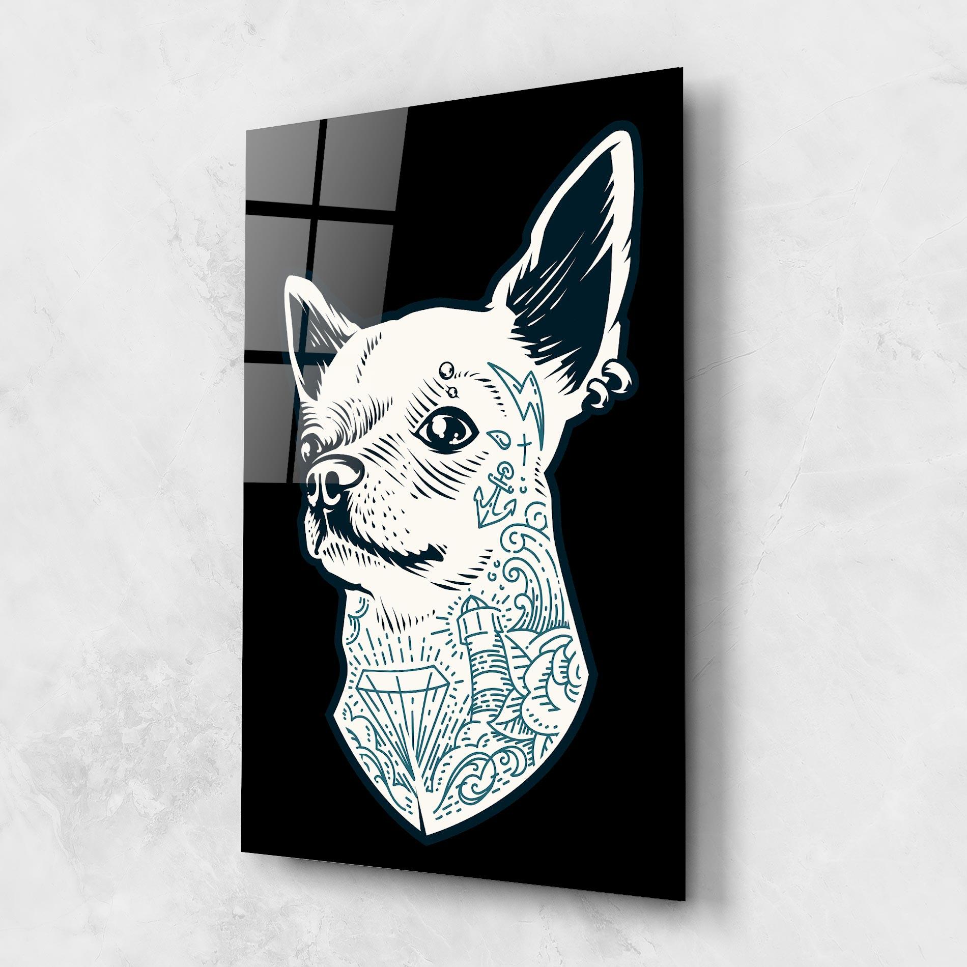 Tablou Sticla Chihuahua Tattoo mockup 1