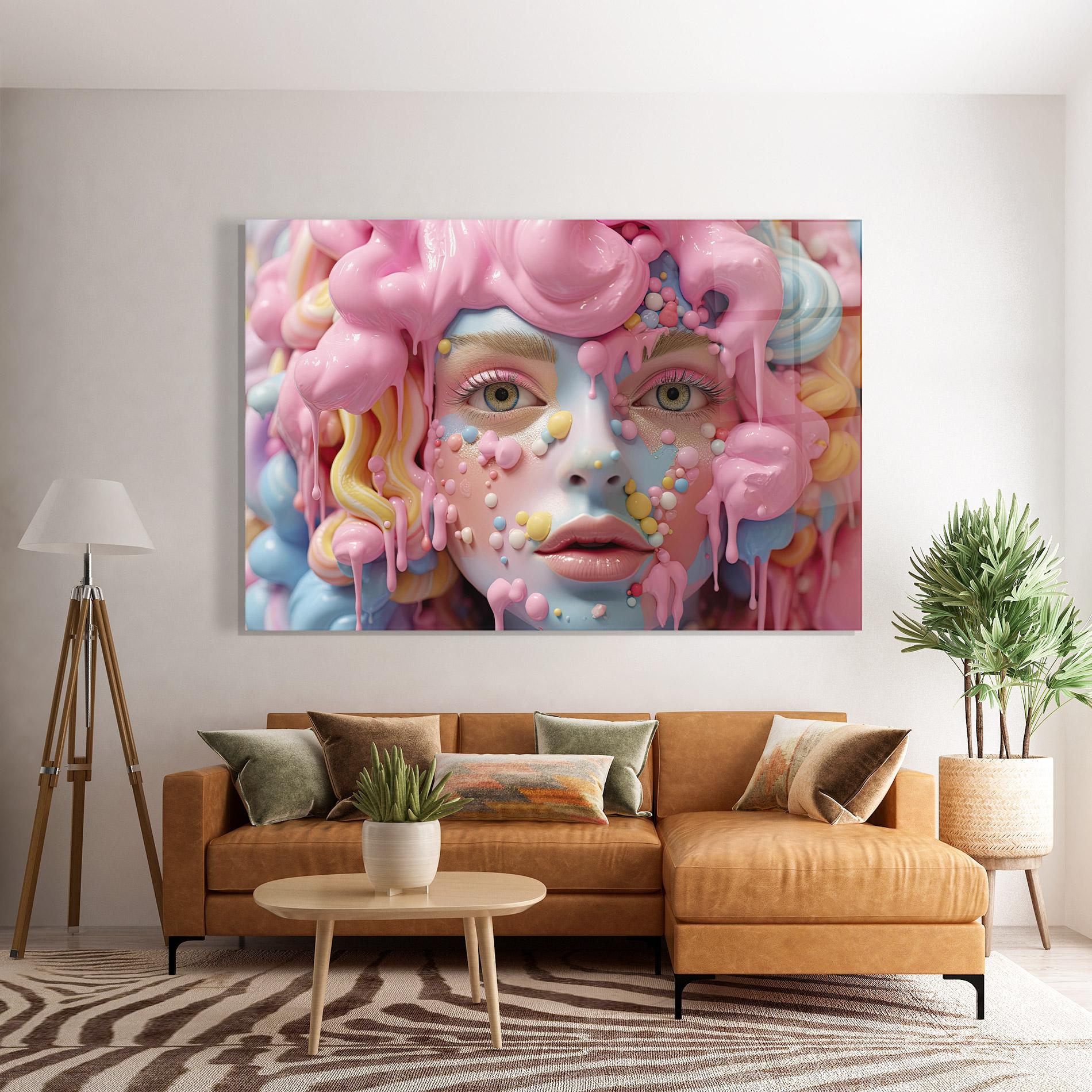 Tablou Sticla Candy Face Girl mockup 7