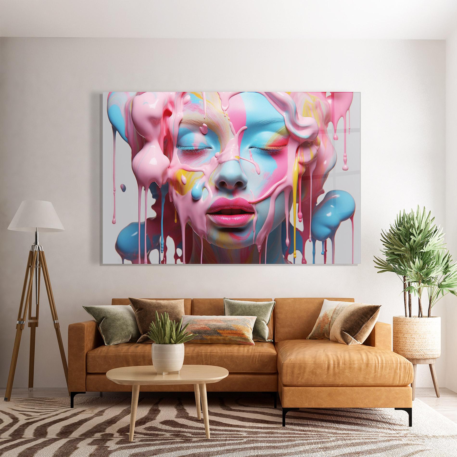 Tablou Sticla Colorful Face Paint mockup 7