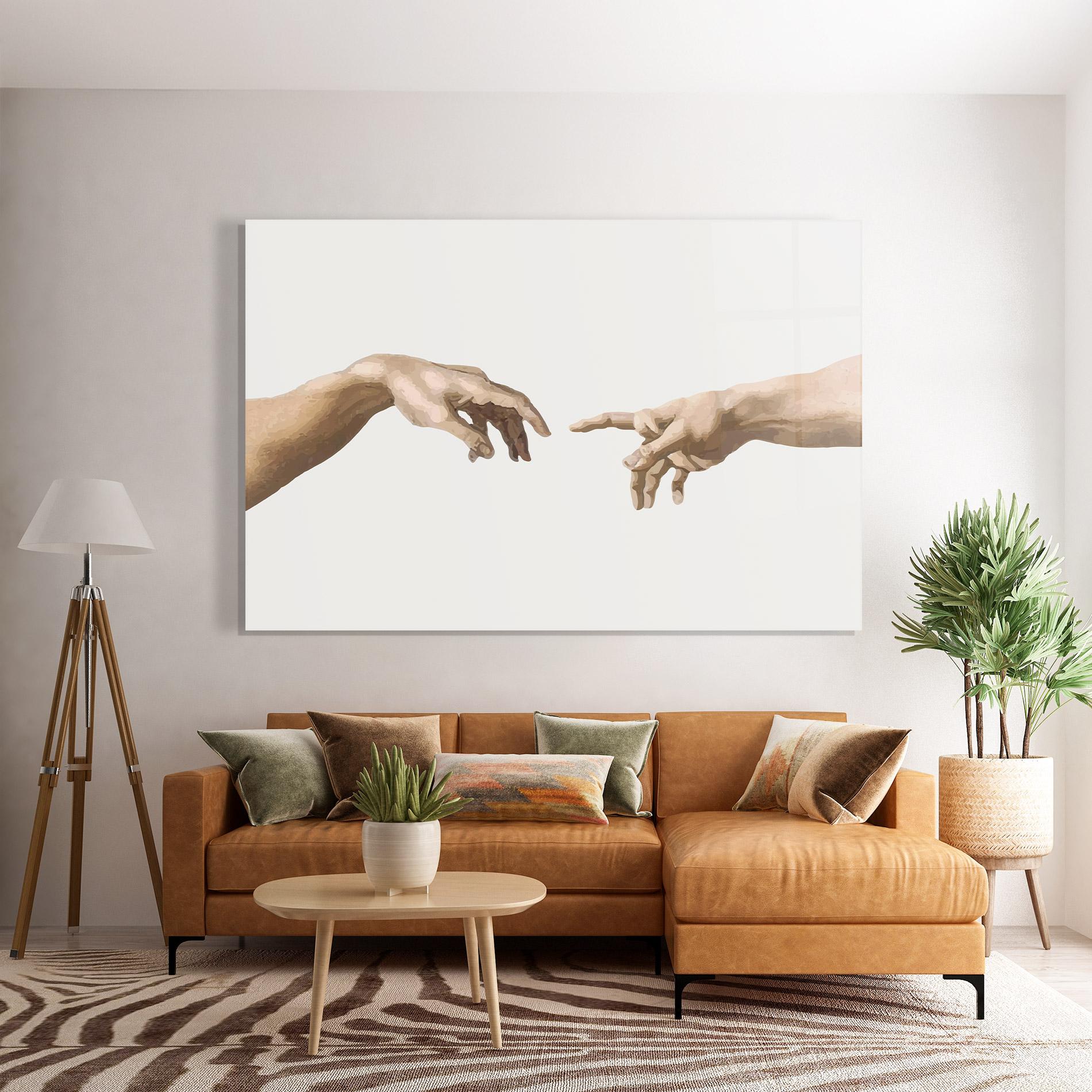 Tablou Sticla Cream Hands Art mockup 7