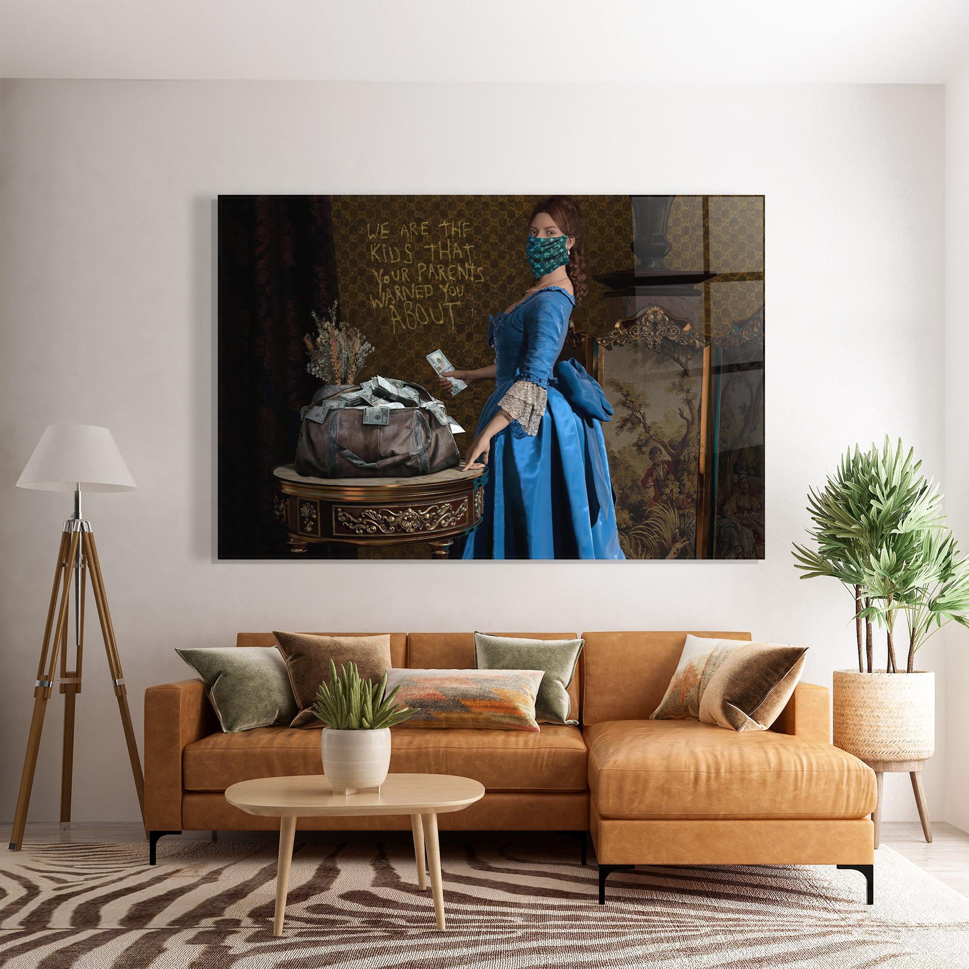 Tablou Sticla Vintage Money Heist mockup 7