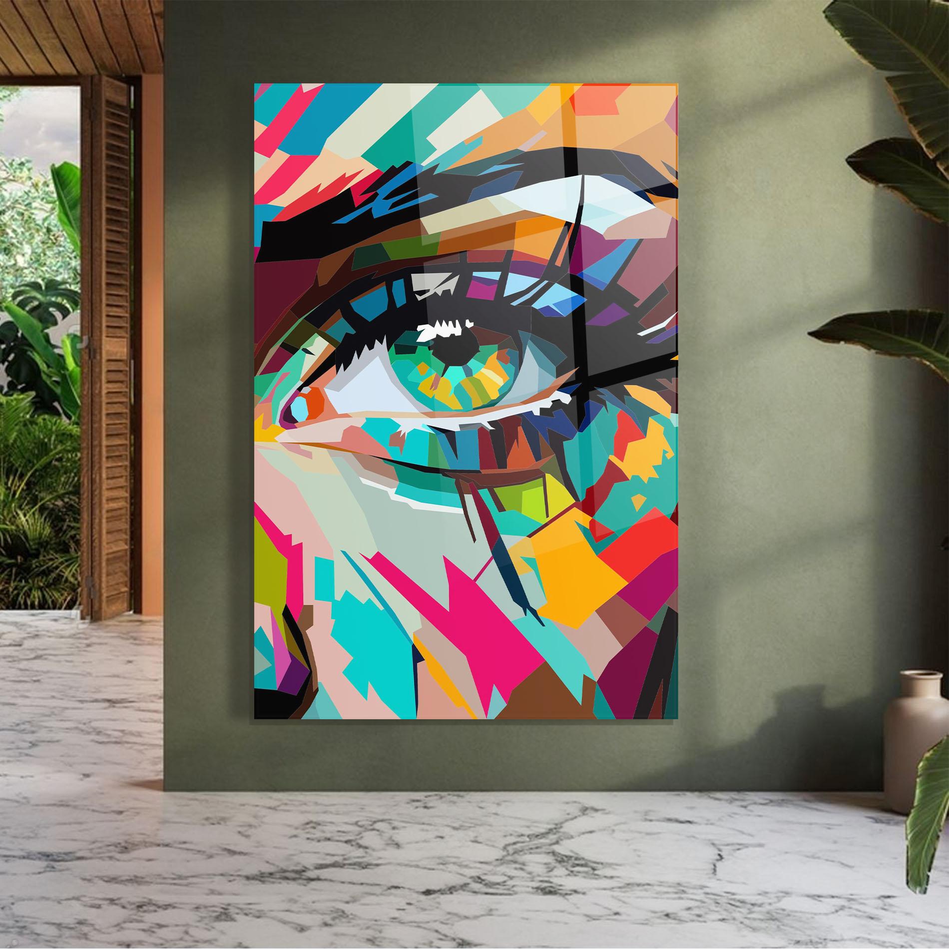 Tablou Sticla Colorful Eye mockup 7