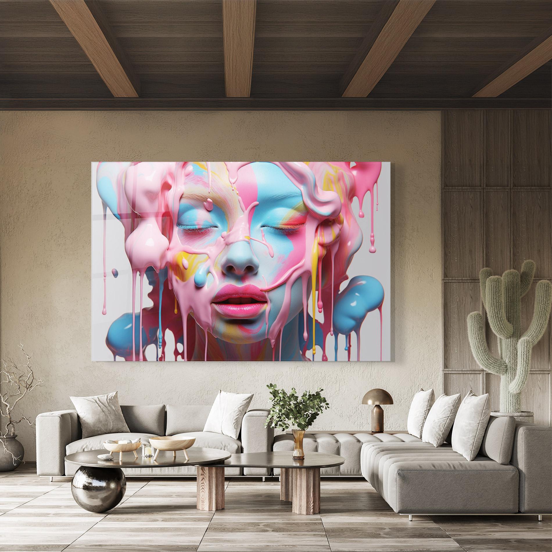 Tablou Sticla Colorful Face Paint mockup 8