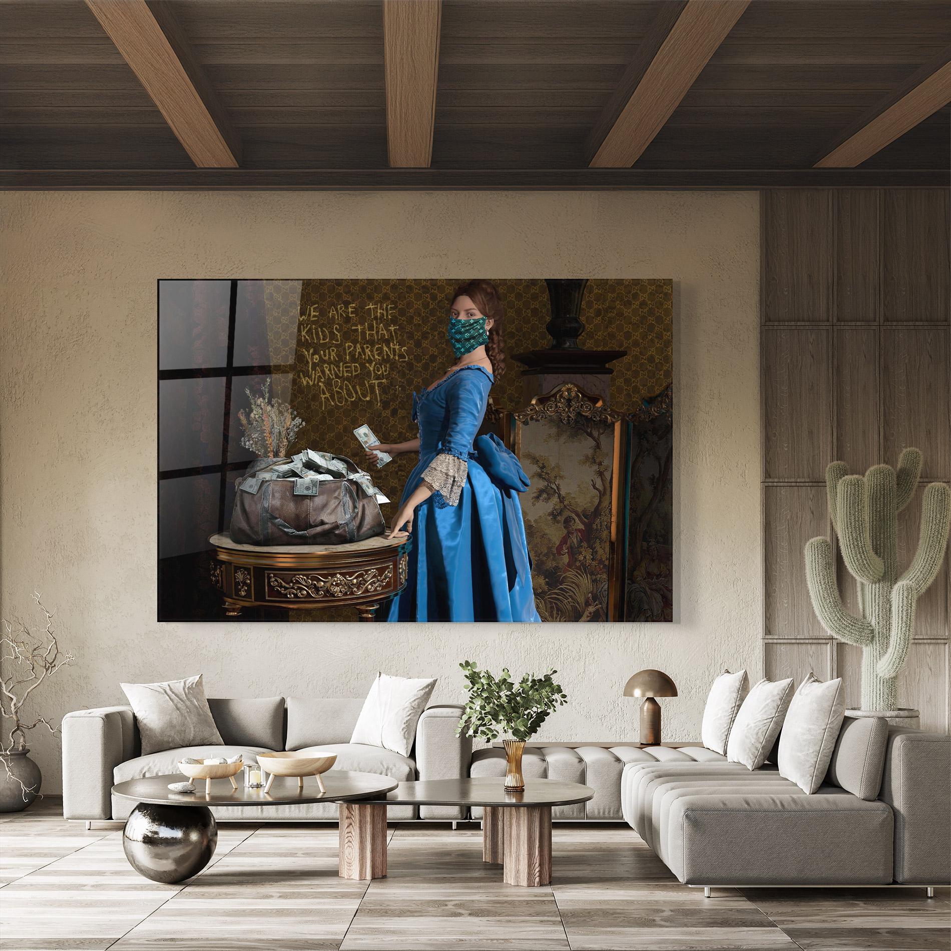 Tablou Sticla Vintage Money Heist mockup 8