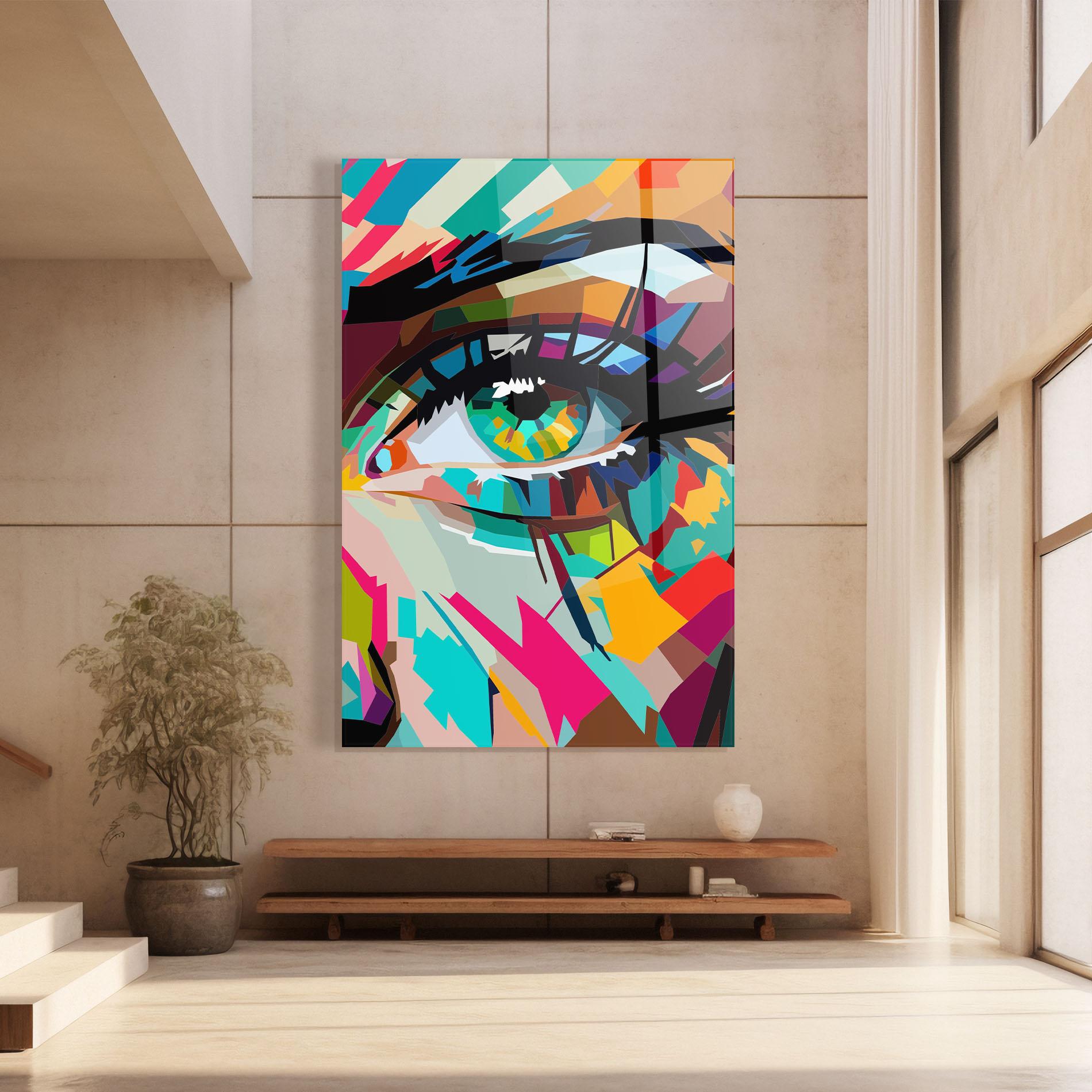 Tablou Sticla Colorful Eye mockup 8
