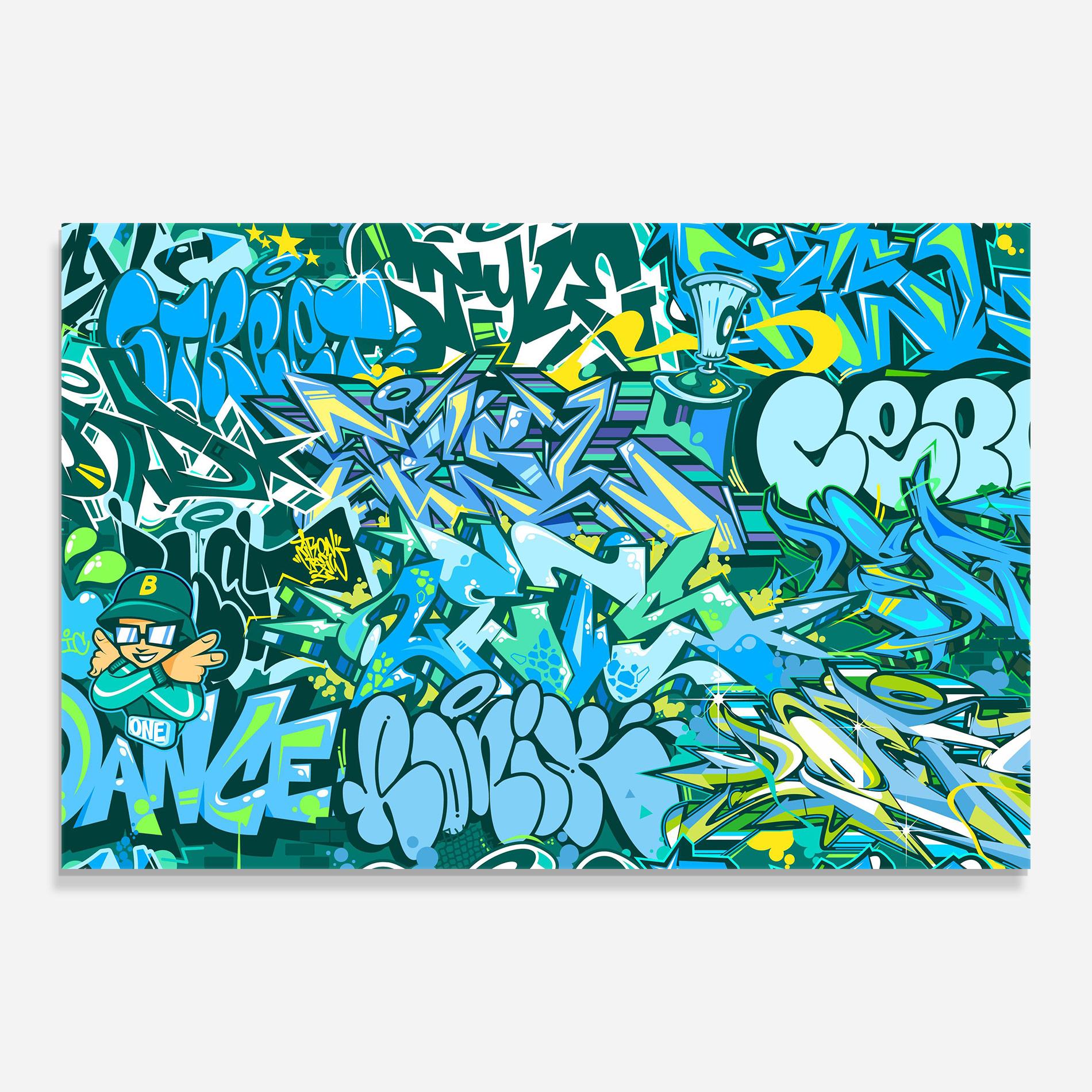 Tablou Sticla Be One Graffiti mockup 0