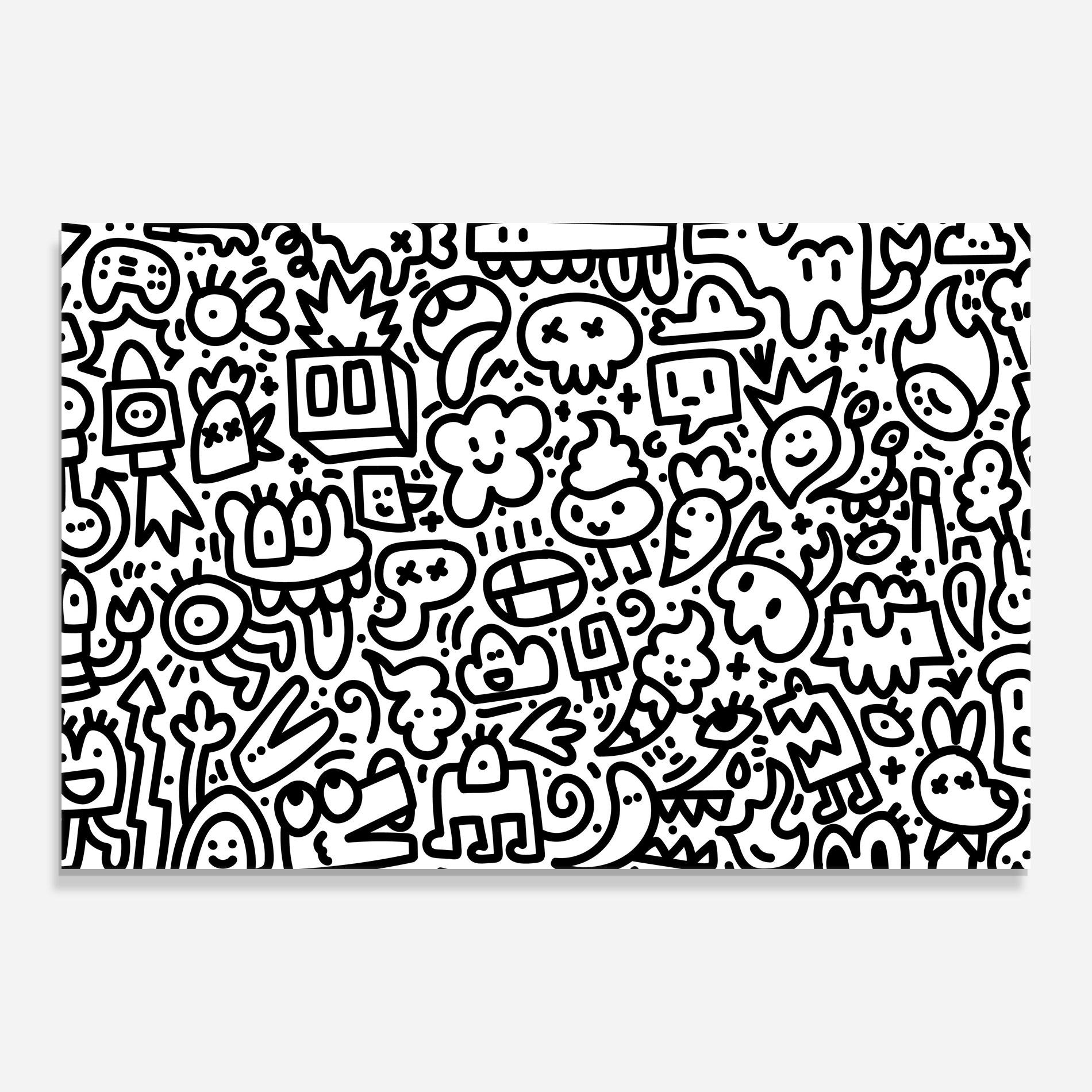 Tablou Sticla Black Line Doodle mockup 0