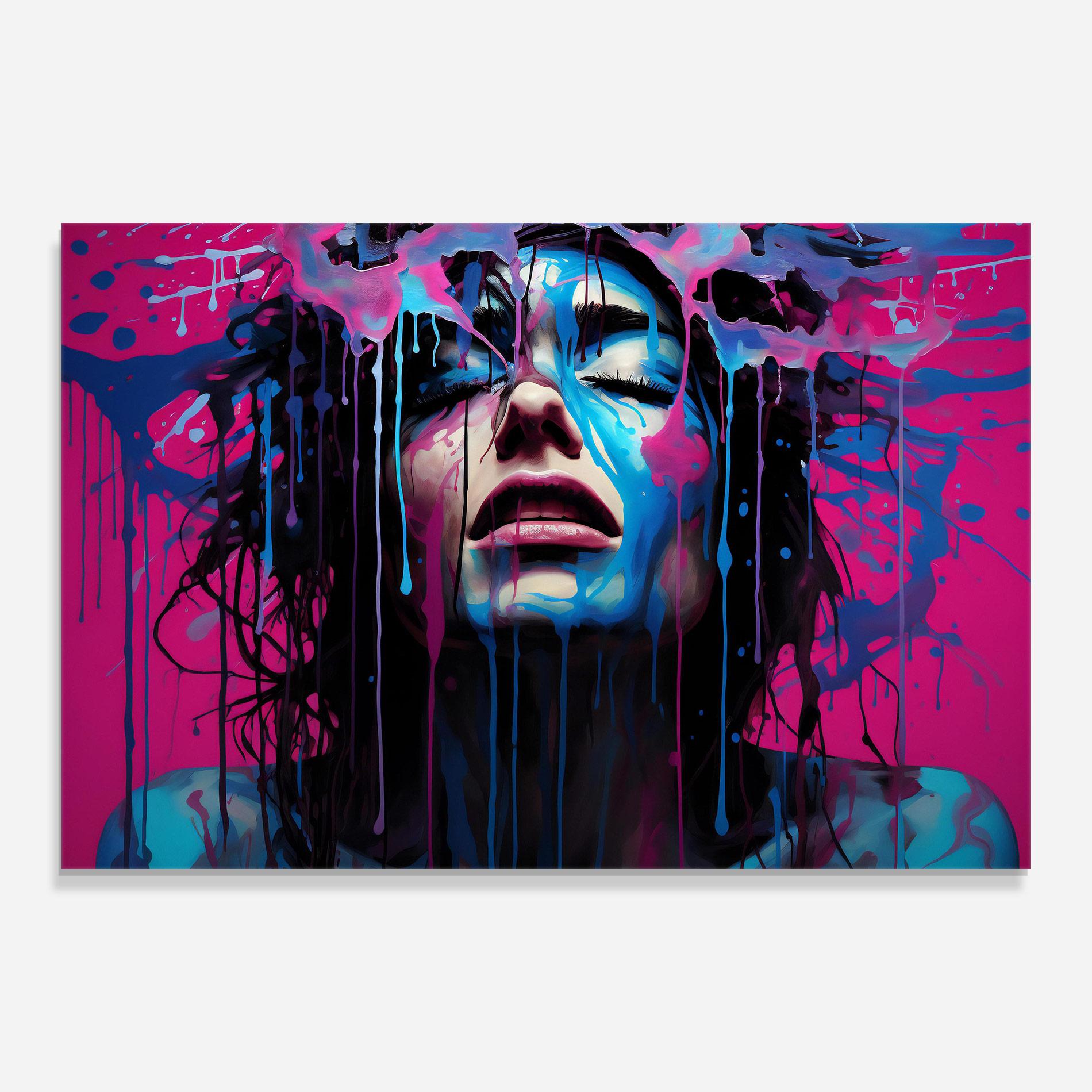 Tablou Sticla Blue Pink Woman mockup 0