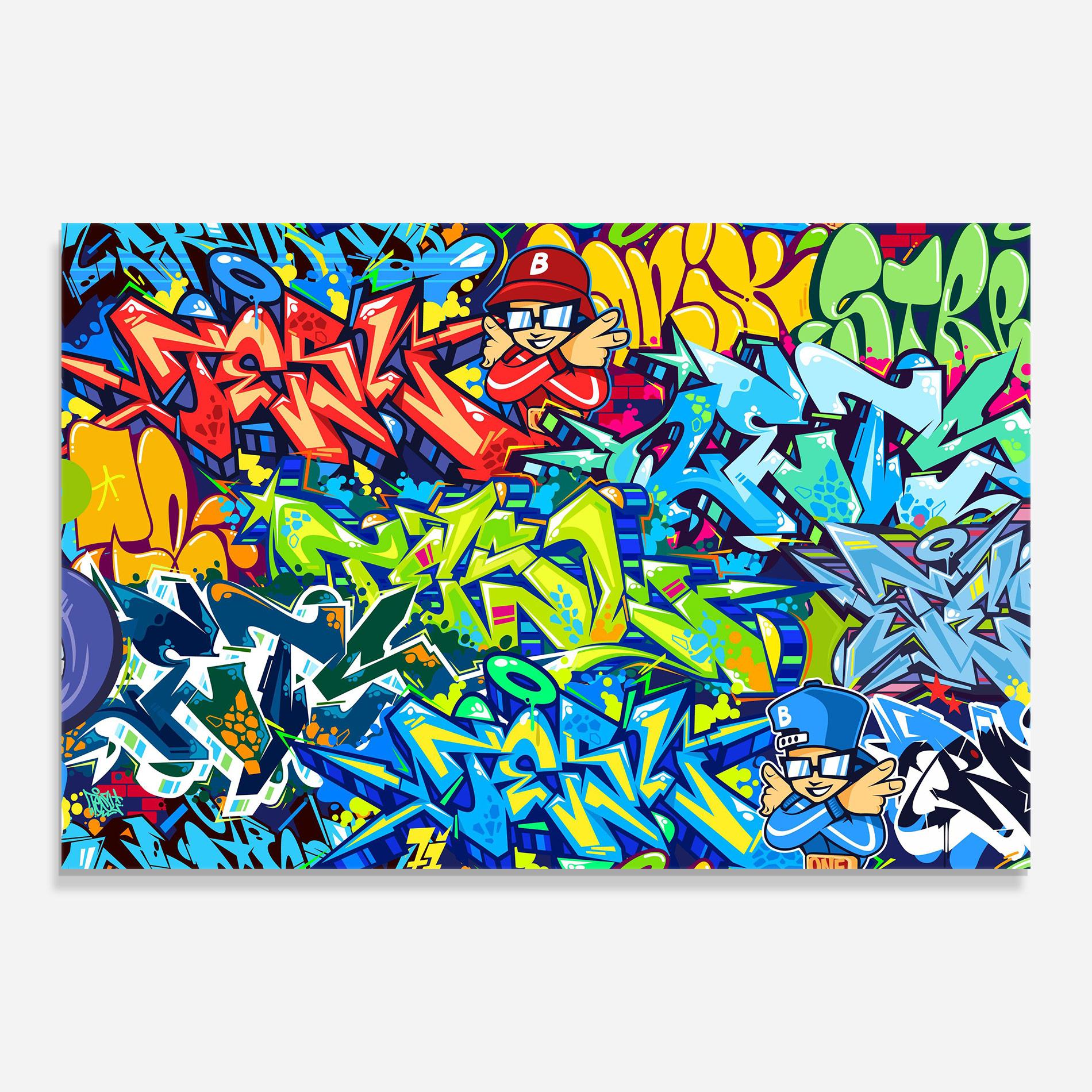 Tablou Sticla Colorful Graffiti mockup 0