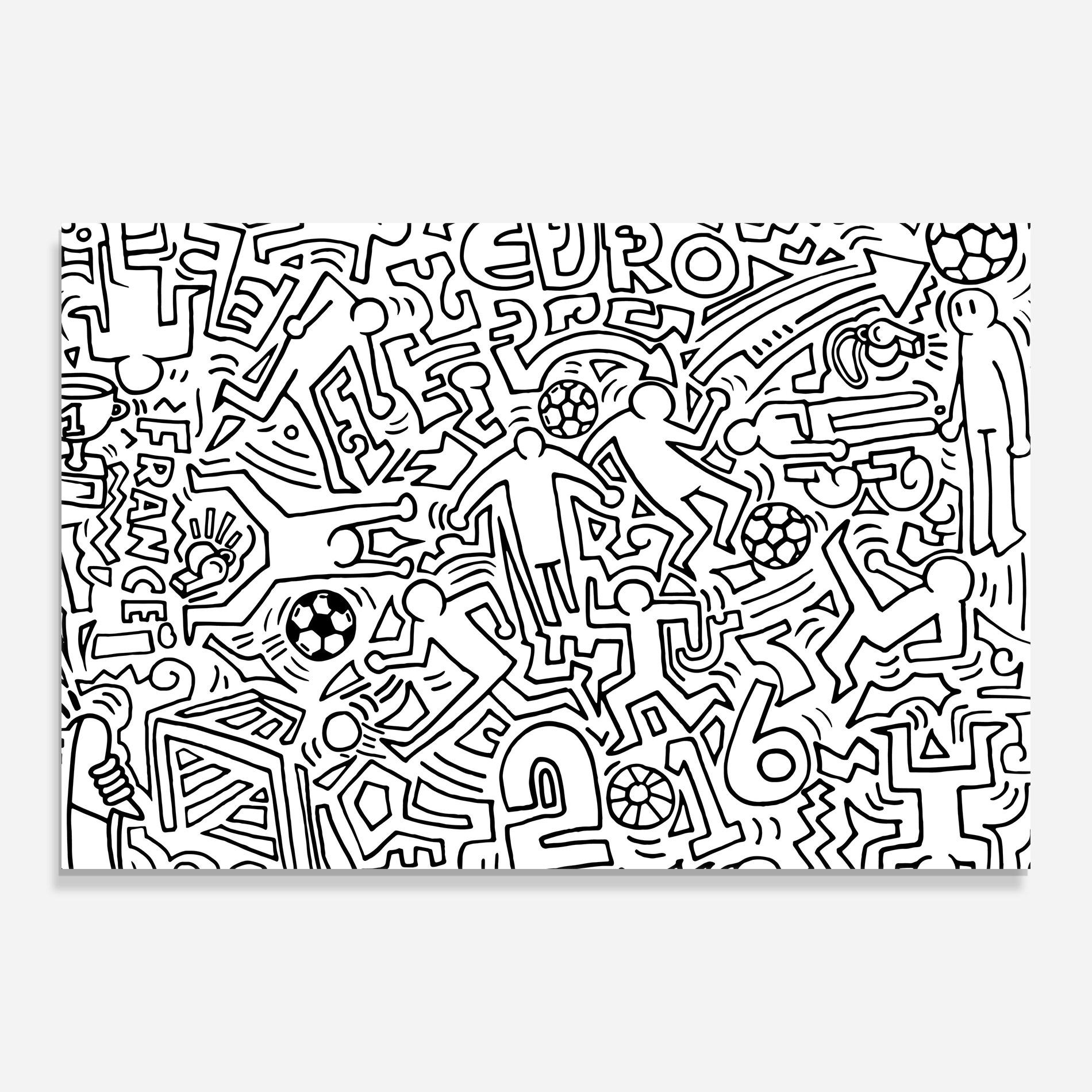 Tablou Sticla Football Drawing mockup 0