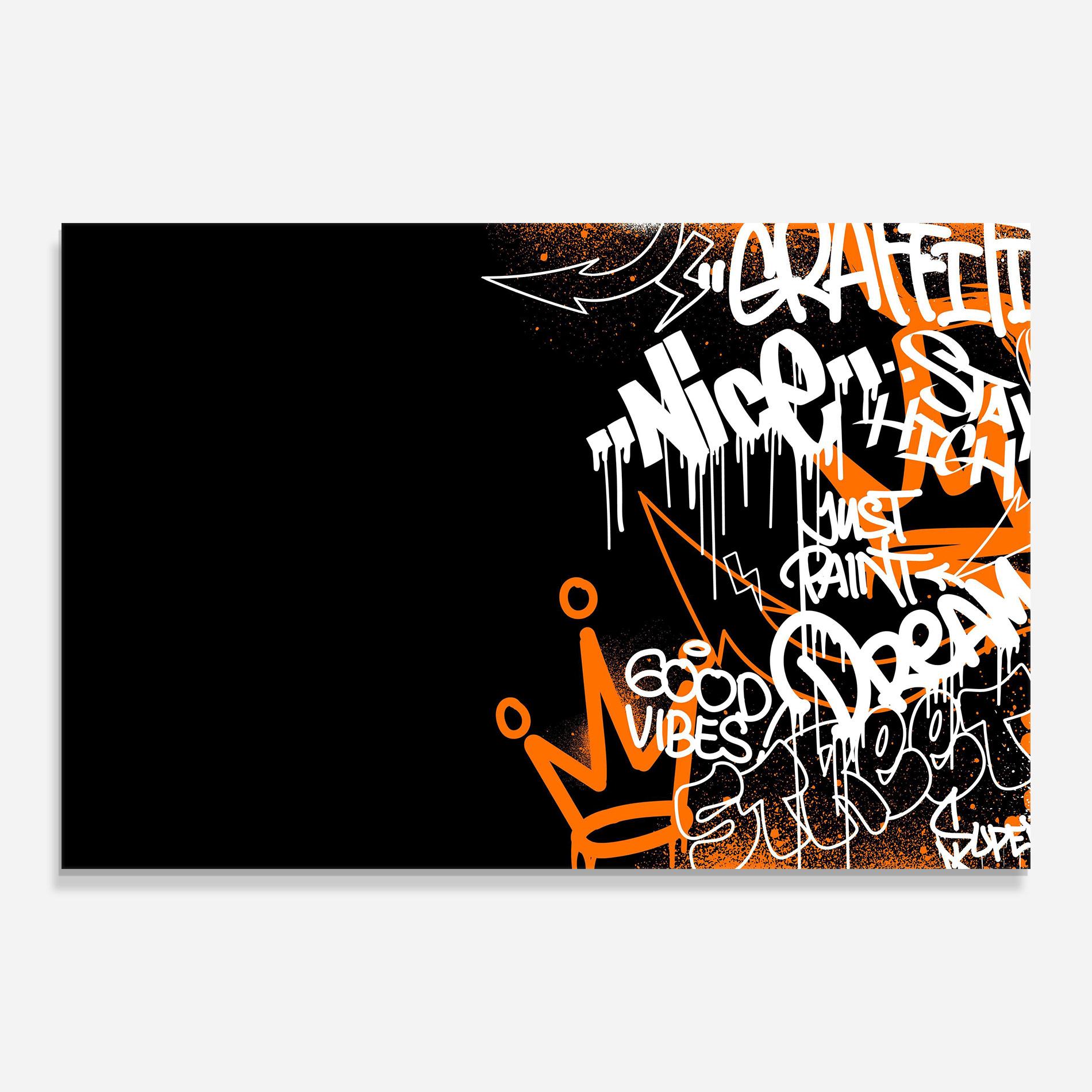 Tablou Sticla Good Vibes Graffiti mockup 0