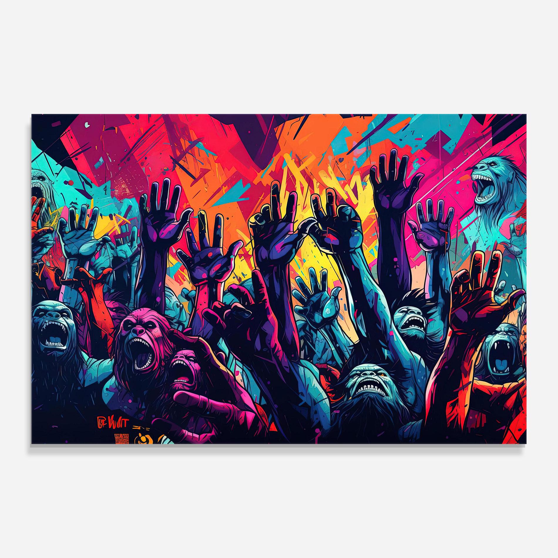 Tablou Sticla Graffiti Animals mockup 0