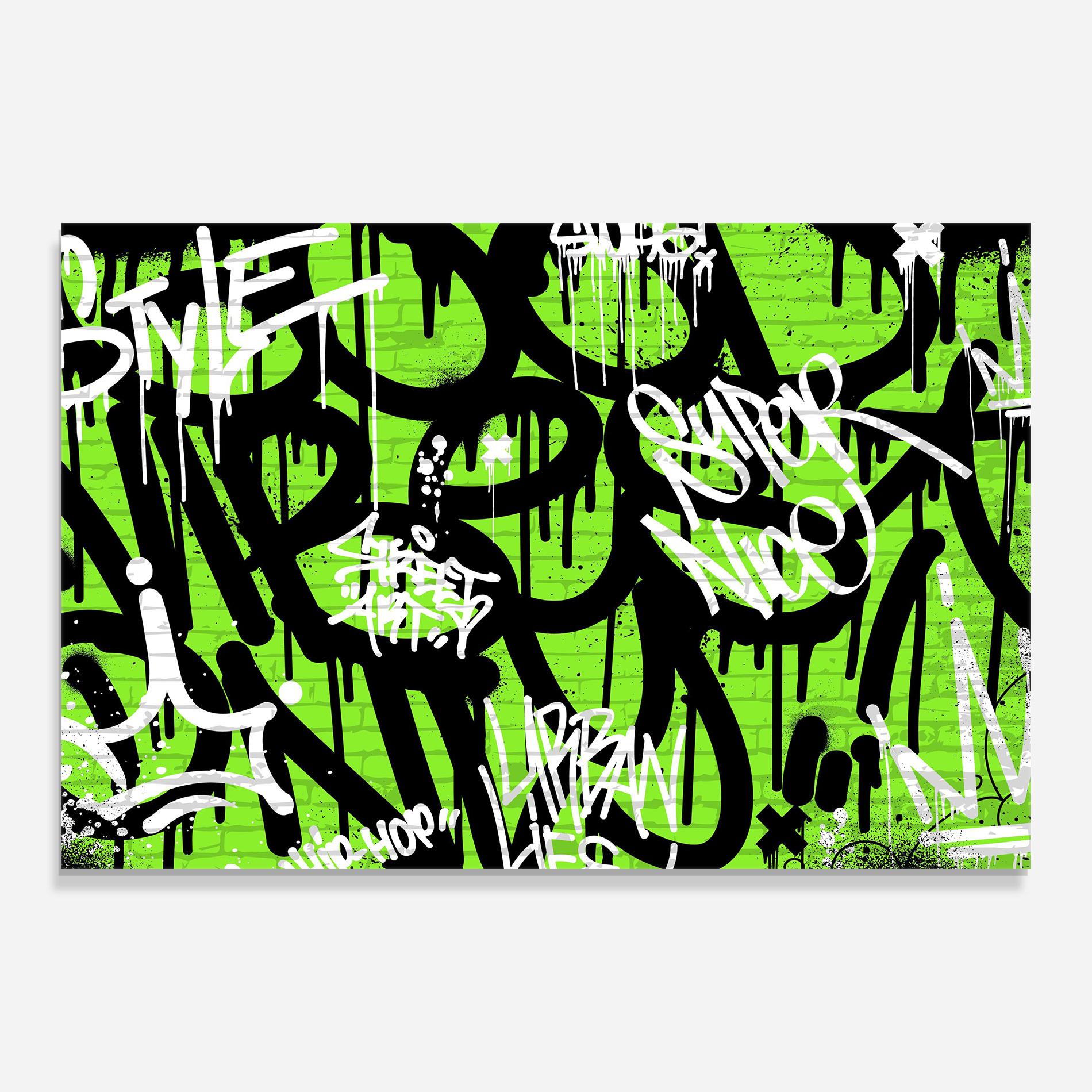 Tablou Sticla Graffiti Green Style mockup 0
