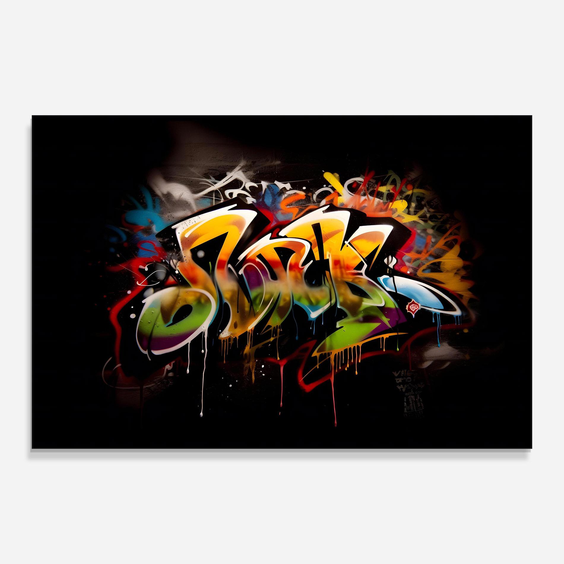 Tablou Sticla Graffiti Style Wall mockup 0