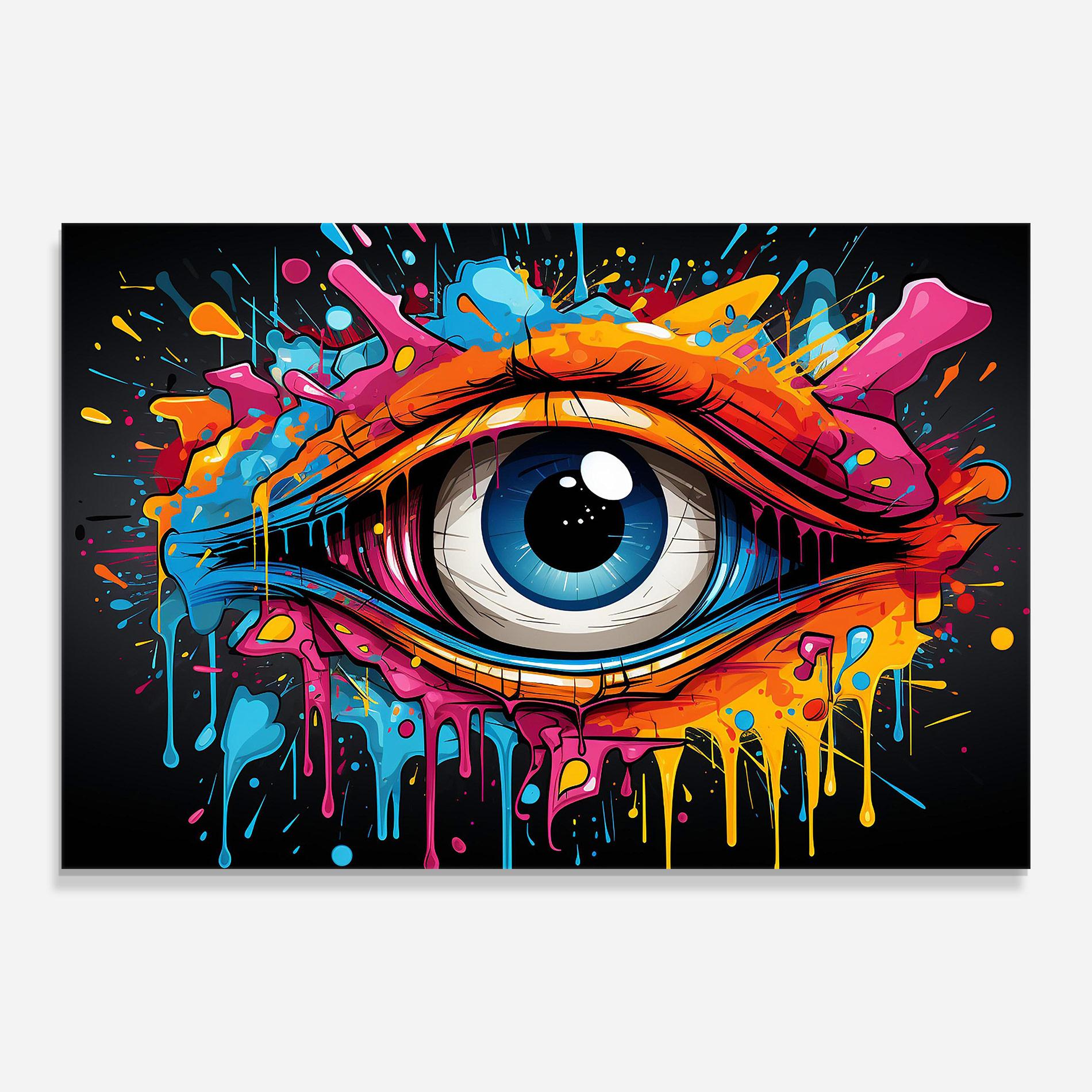 Tablou Sticla Graffitistyle Eye mockup 0