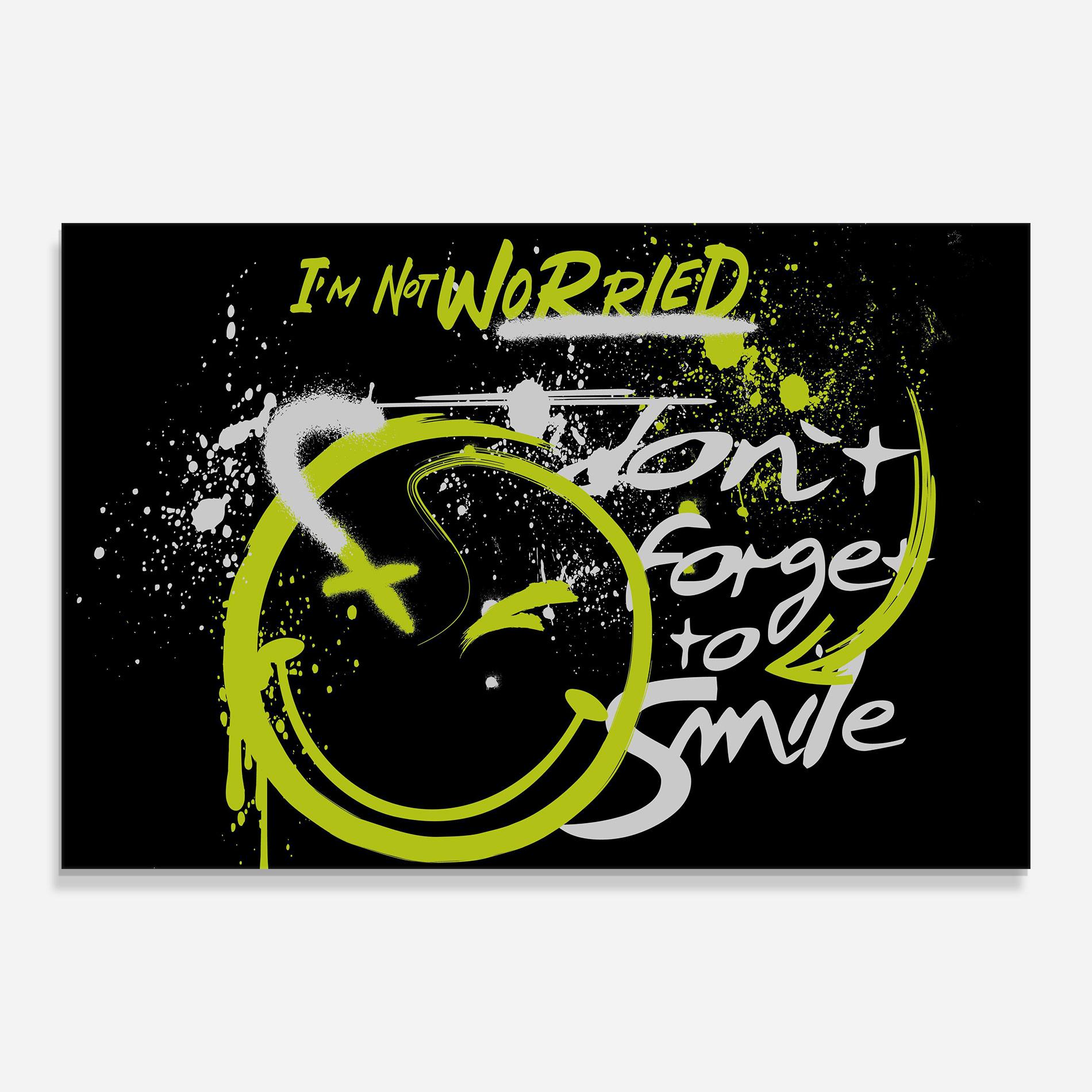 Tablou Sticla Green Smile Graffiti mockup 0