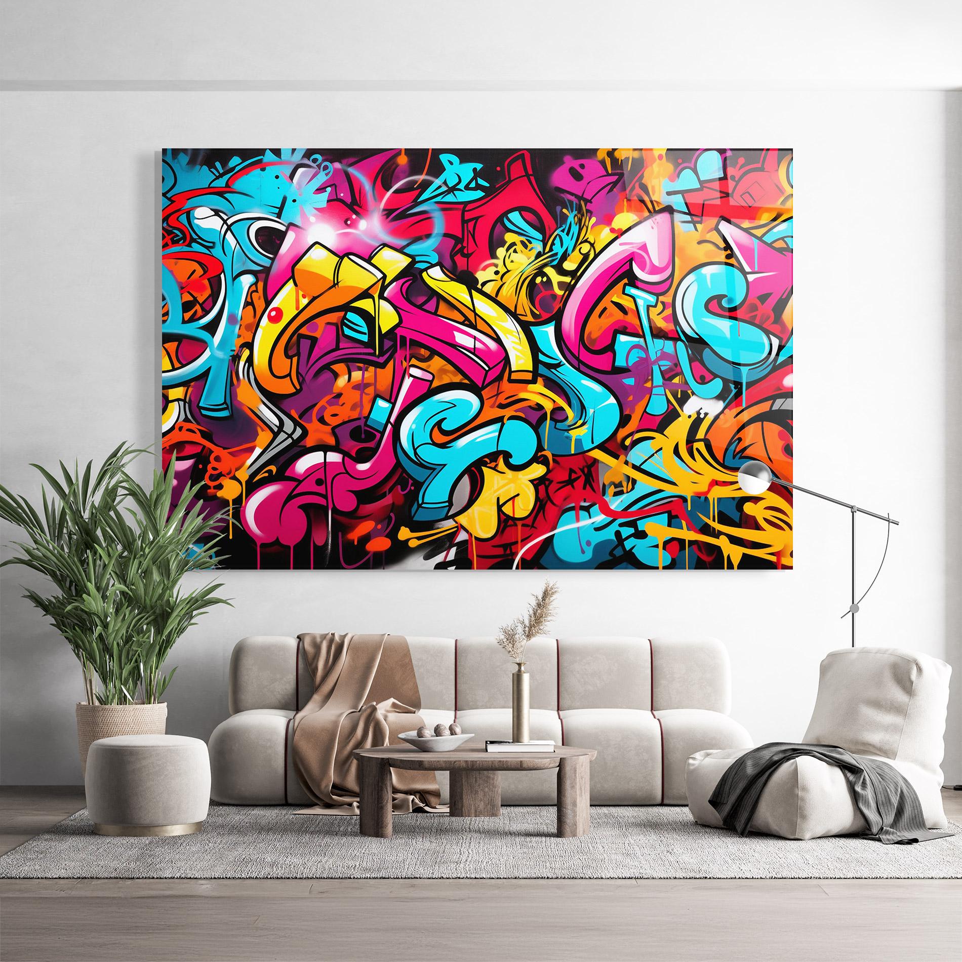 Tablou Sticla Abstract Graffiti mockup 9