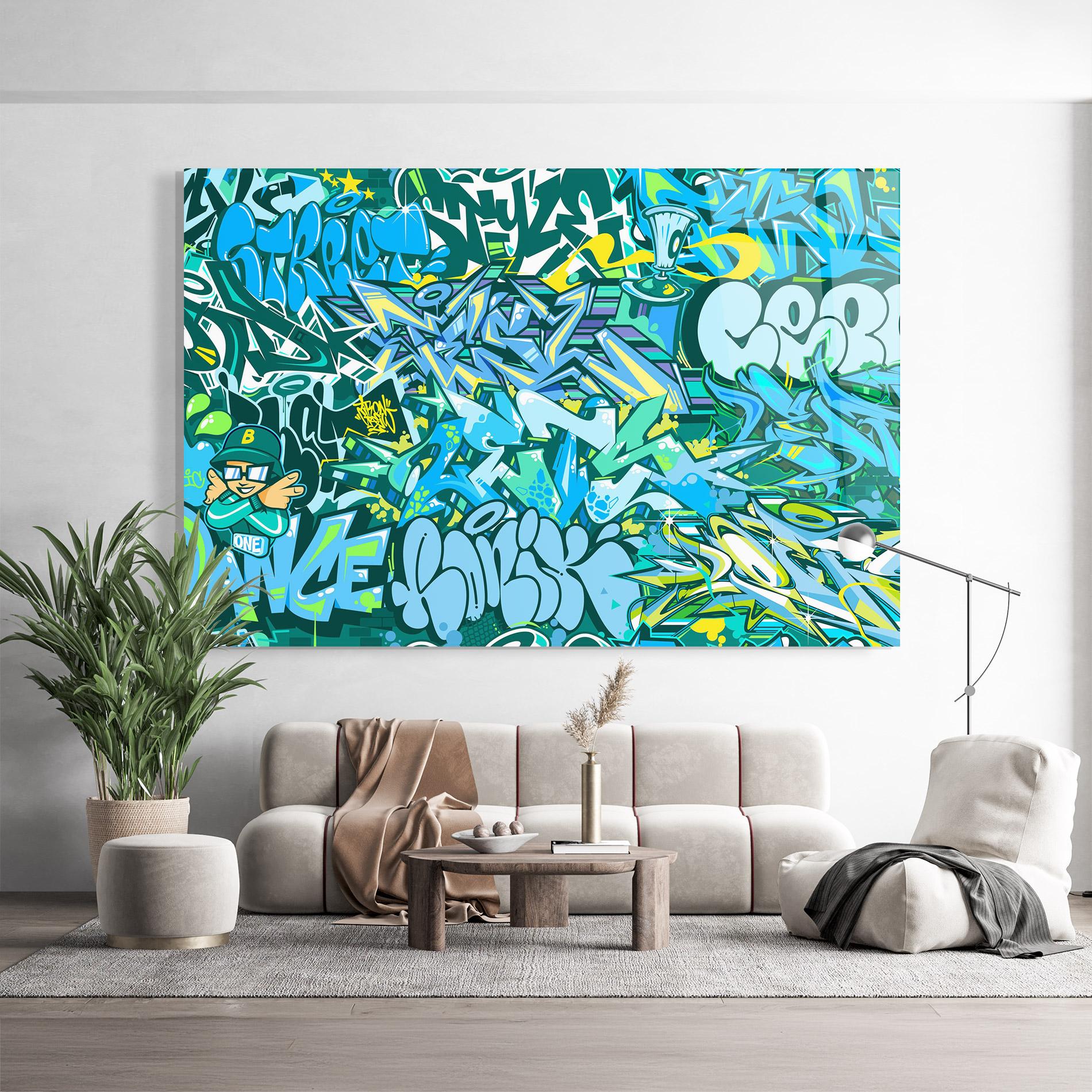 Tablou Sticla Be One Graffiti mockup 9