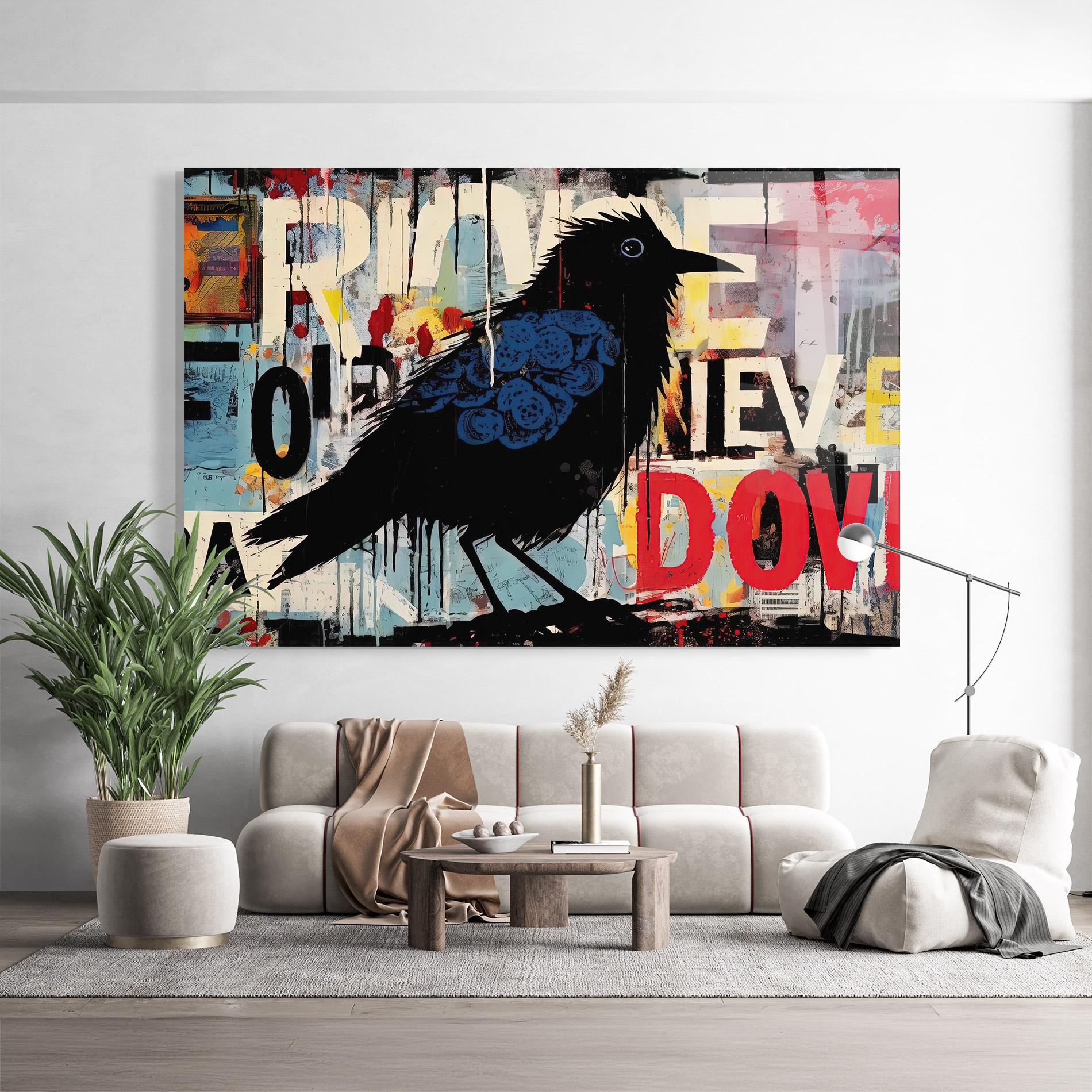 Tablou Sticla Bird Old Doodle mockup 9