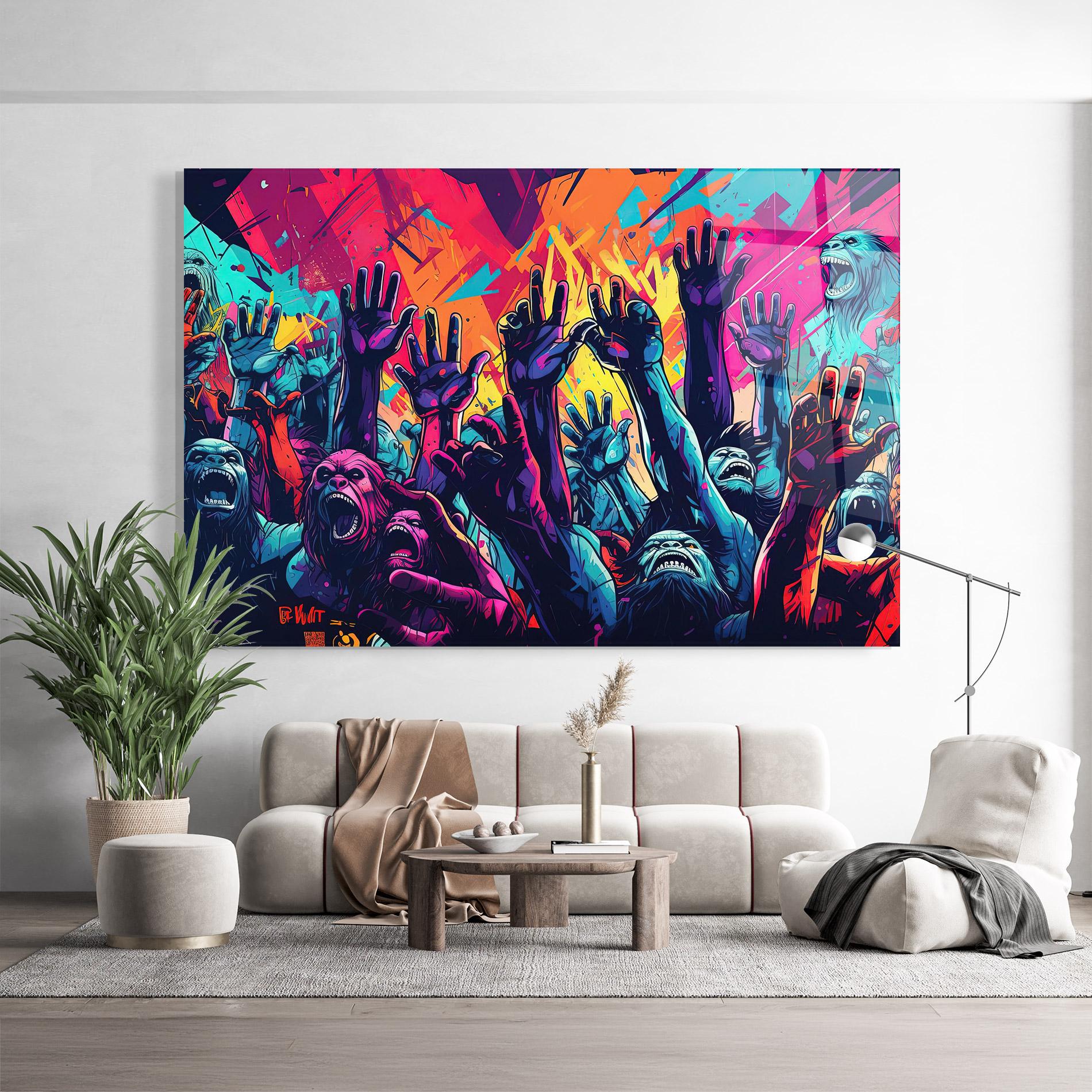 Tablou Sticla Graffiti Animals mockup 9