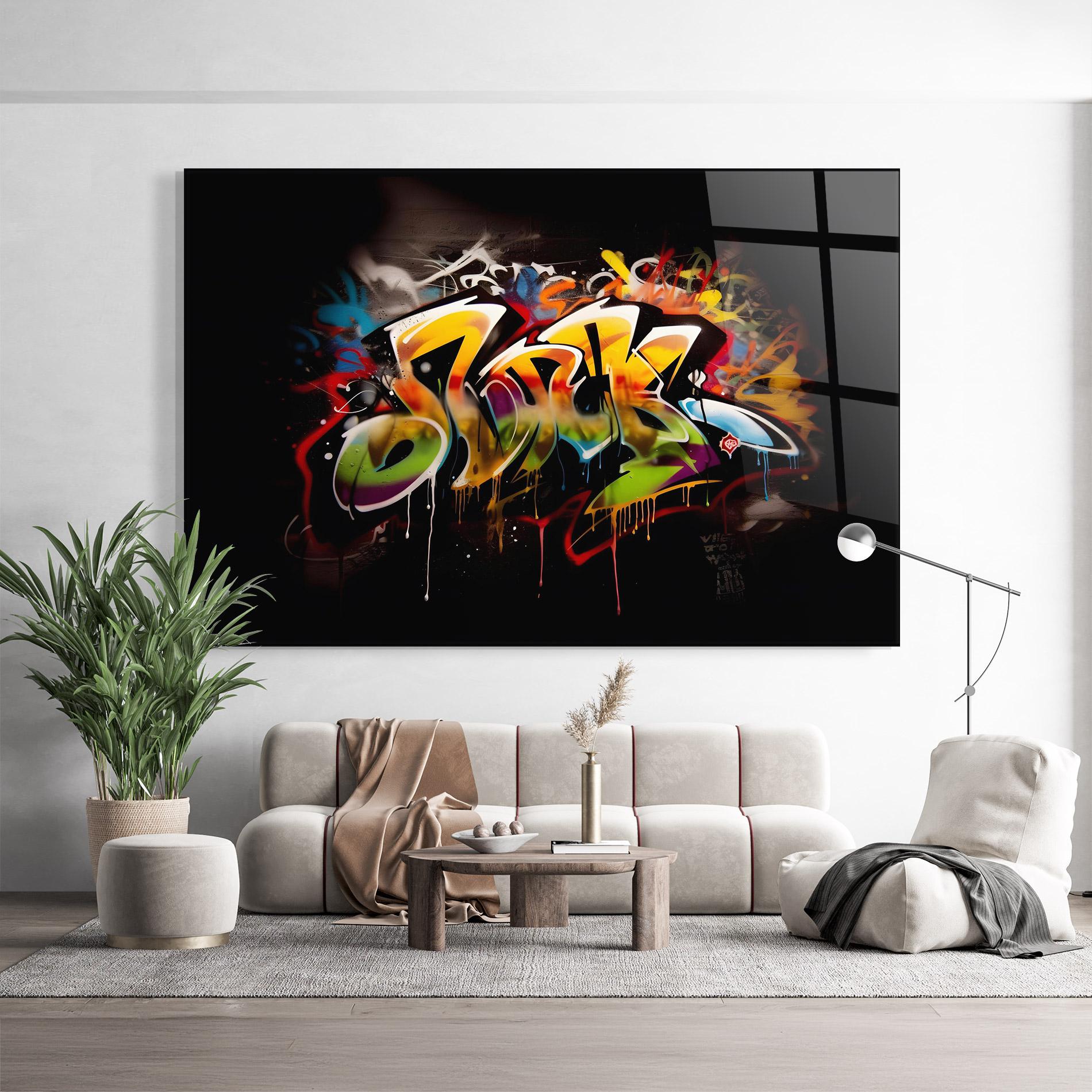 Tablou Sticla Graffiti Style Wall mockup 9