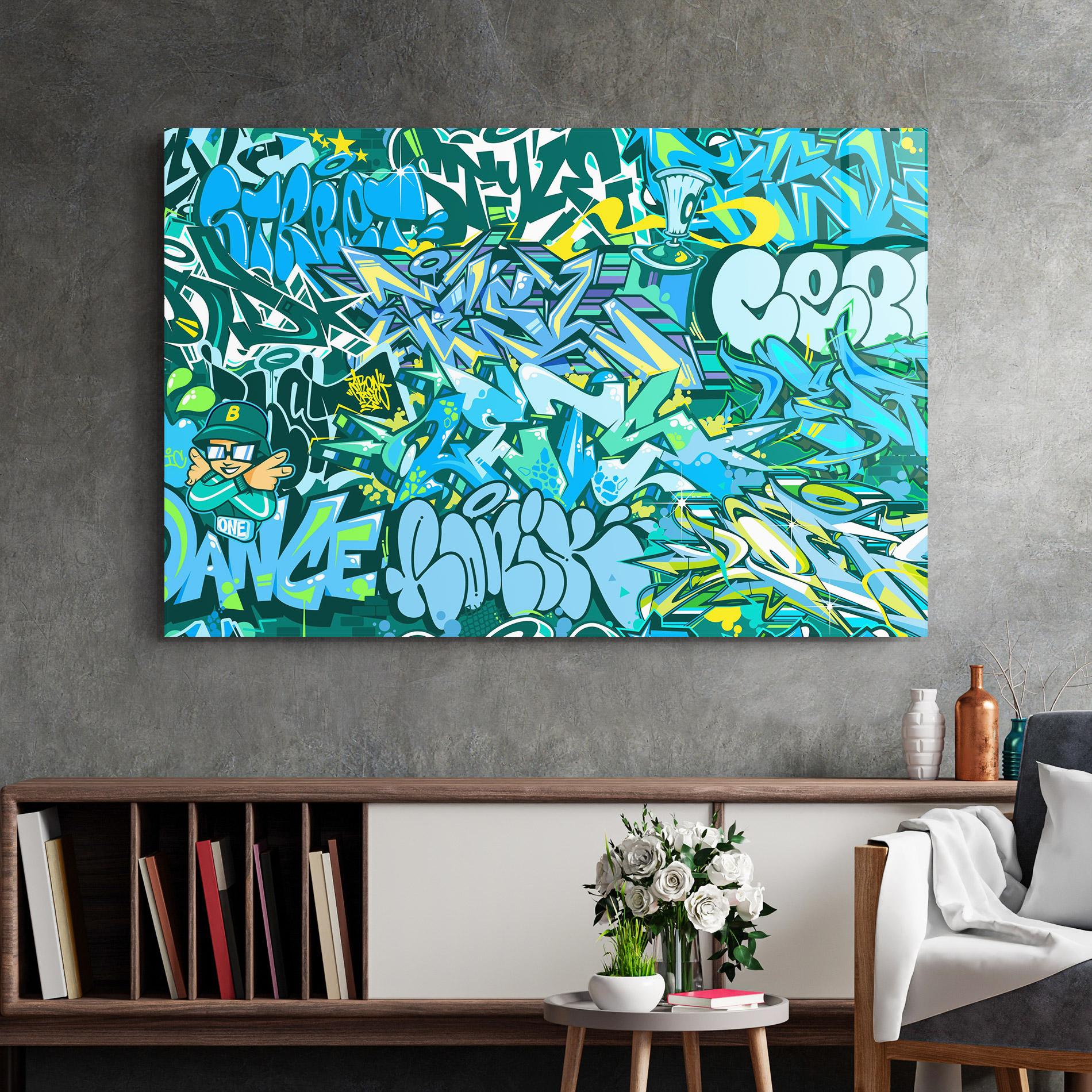Tablou Sticla Be One Graffiti mockup 2
