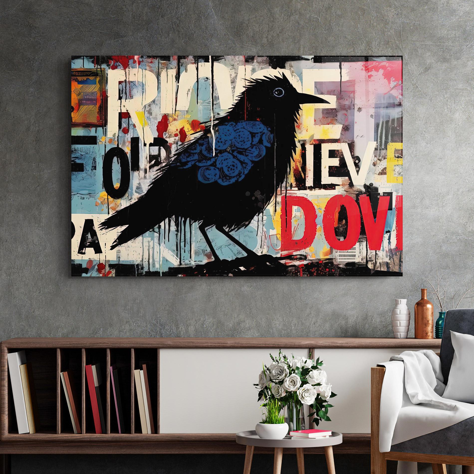 Tablou Sticla Bird Old Doodle mockup 2