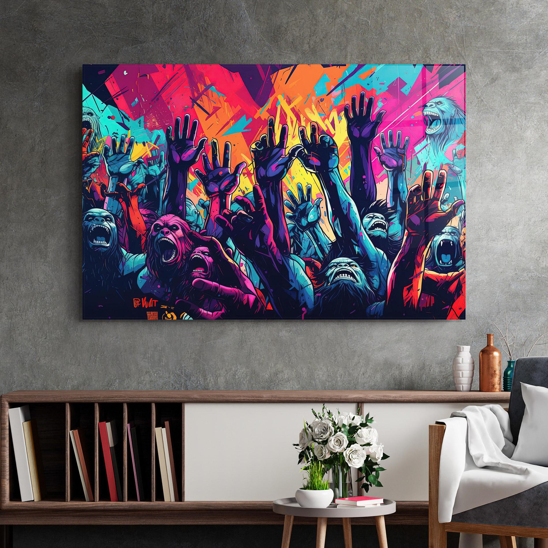 Tablou Sticla Graffiti Animals mockup 2